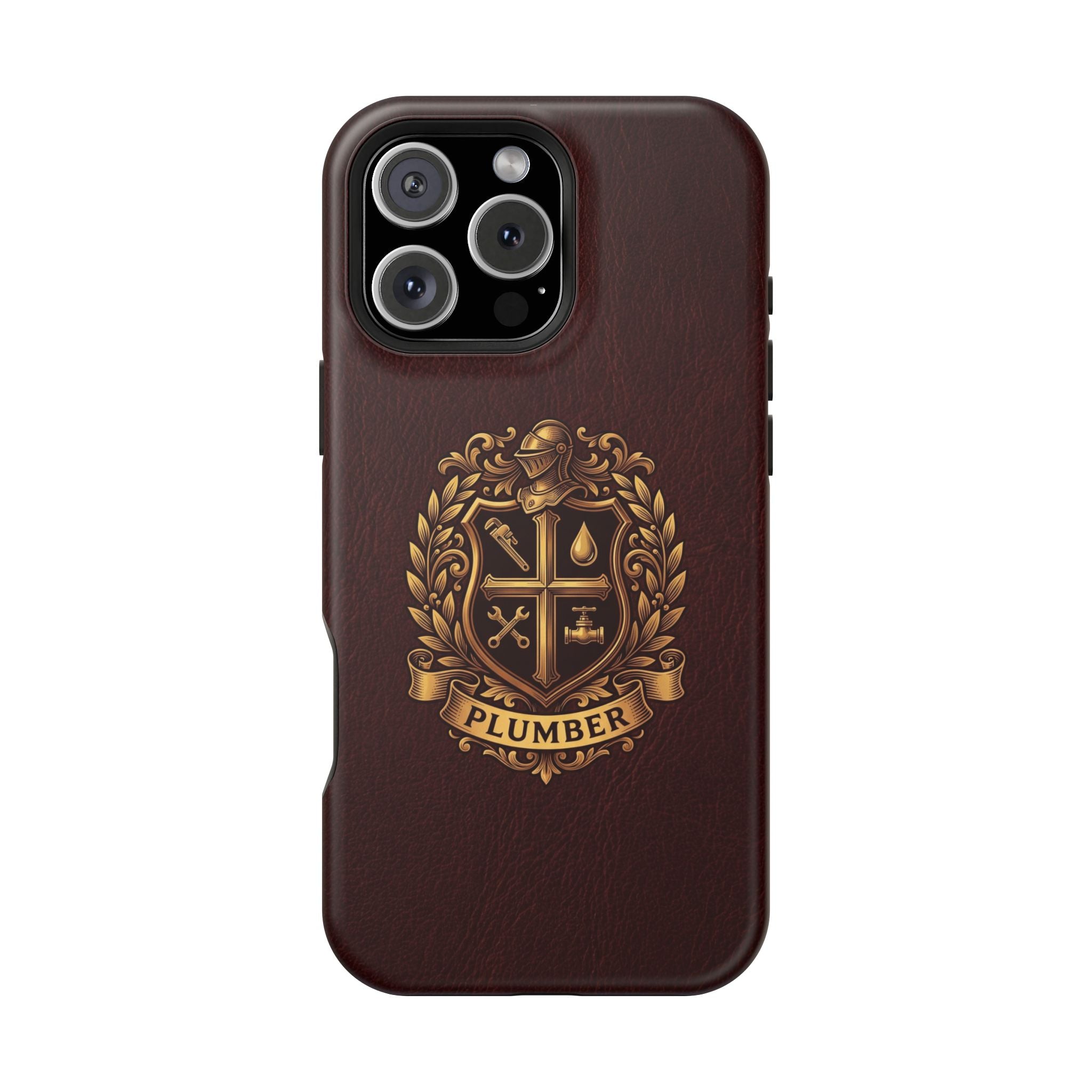 Plumber Crest Phone Case — Heraldic Shield Design Wireless Charging Cover