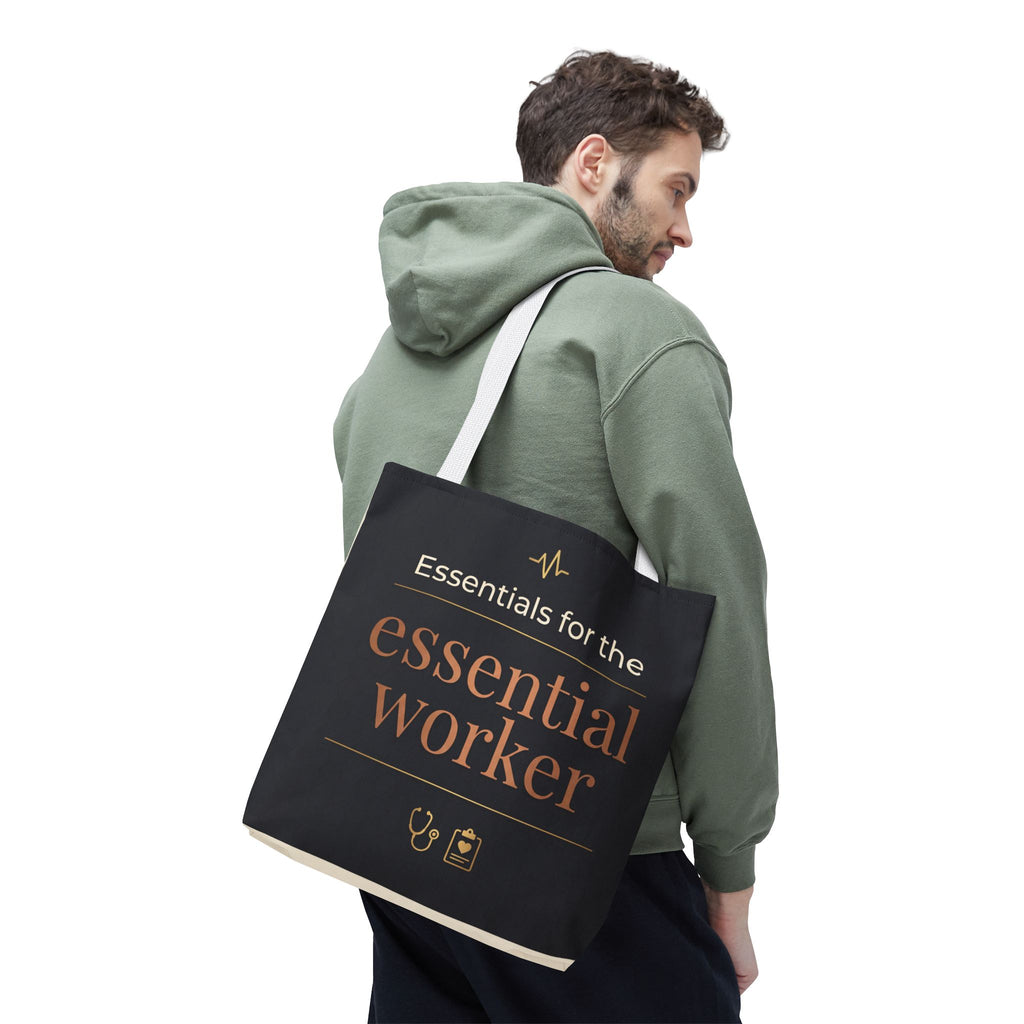 Essentials for the Essential Worker Tote | Healthcare Worker Gift Tote Bag | Nurse Doctor Appreciation Gift | Premium Polyester Carry-All