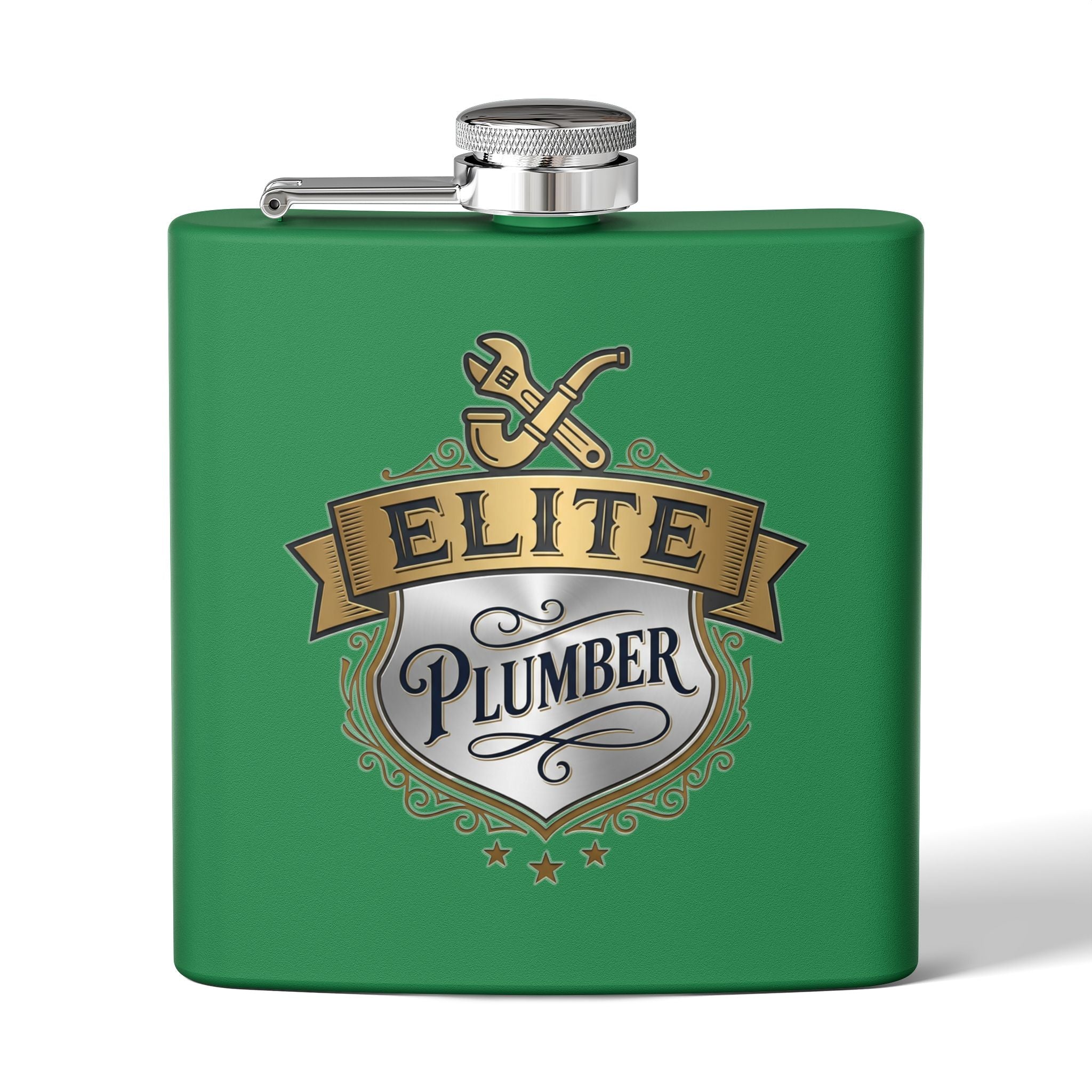 Flask — "Elite Plumber" 6oz Stainless Steel Hip Flask