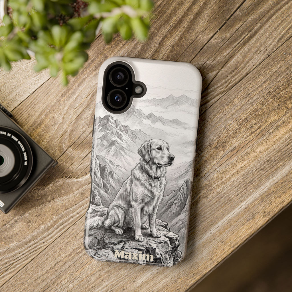 Personalized Golden Retriever Mountain Peak Phone Case — Wireless Charging Cover