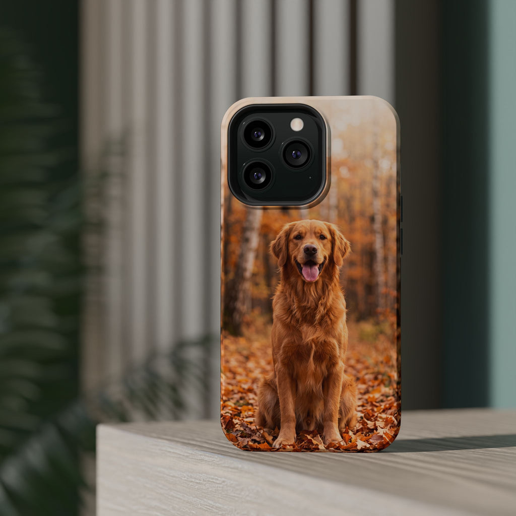 Autumn Golden Retriever Phone Case — Impact-Resistant Wireless Charging Cover