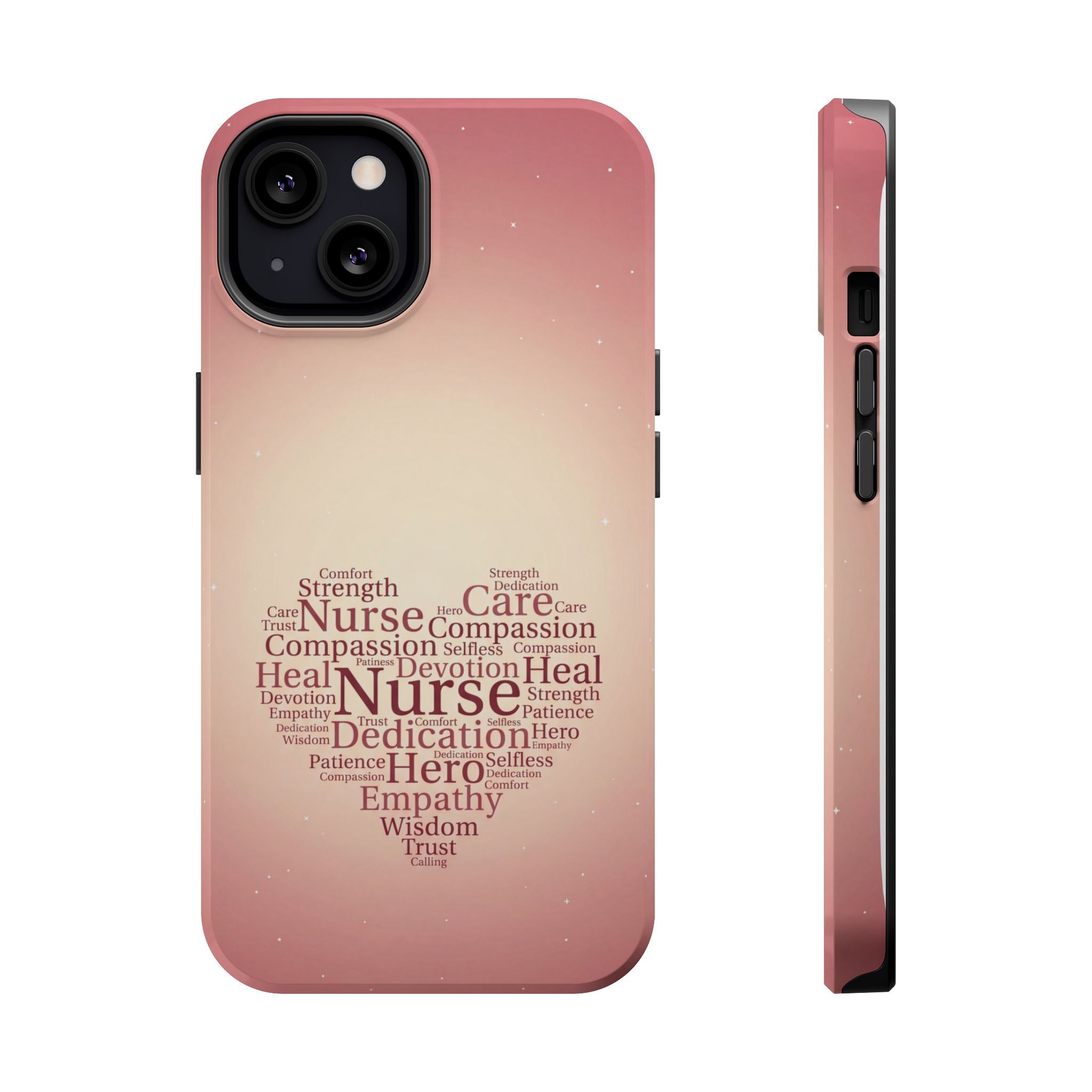 Nurse Heart Word Art Phone Case — Impact-Resistant Wireless Charging Cover