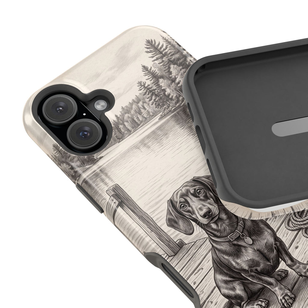 Personalized Dachshund Sunset Beach Phone Case — Wireless Charging Cover