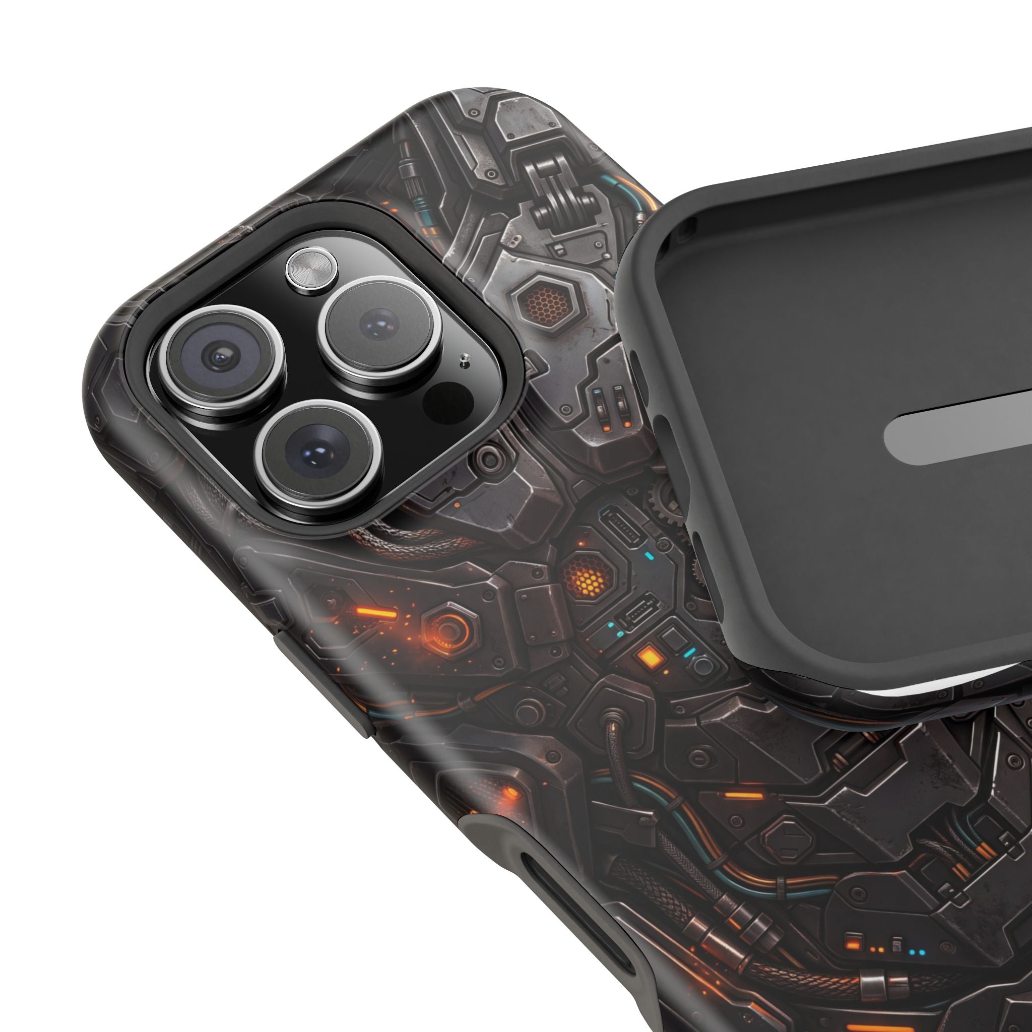 Mech Armor Phone Case — Industrial Circuit Wireless Charging Cover