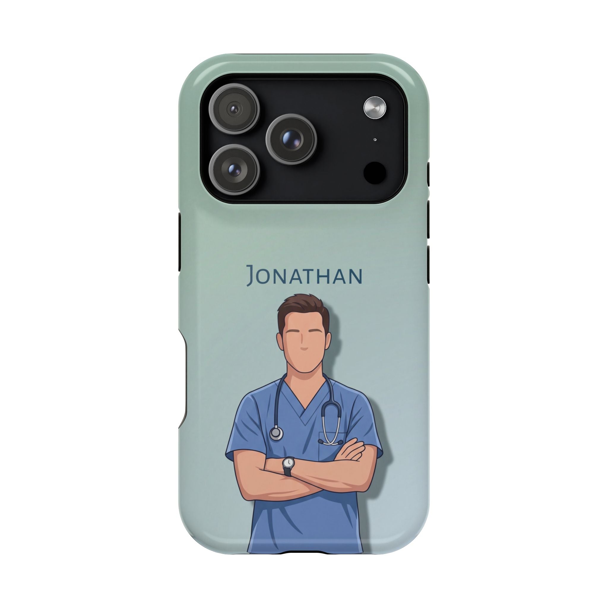 Personalized Nurse Portrait Phone Case — Impact-Resistant Wireless Charging Cover