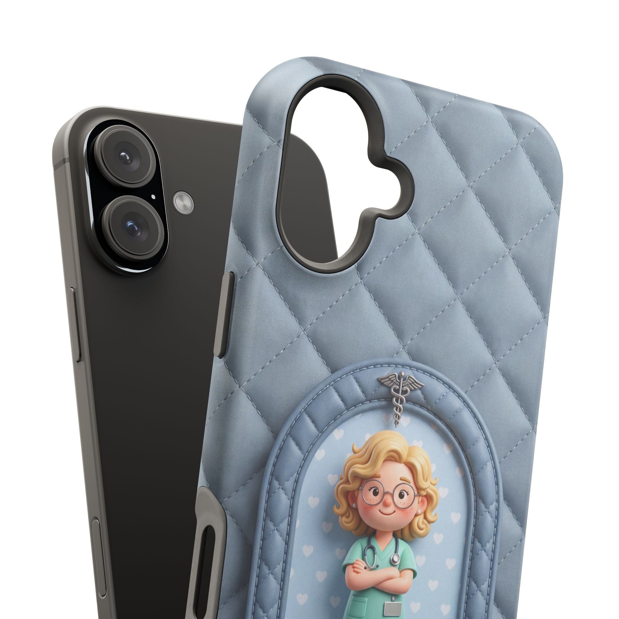 Personalized Quilted Nurse Phone Case — Wireless Charging Cover