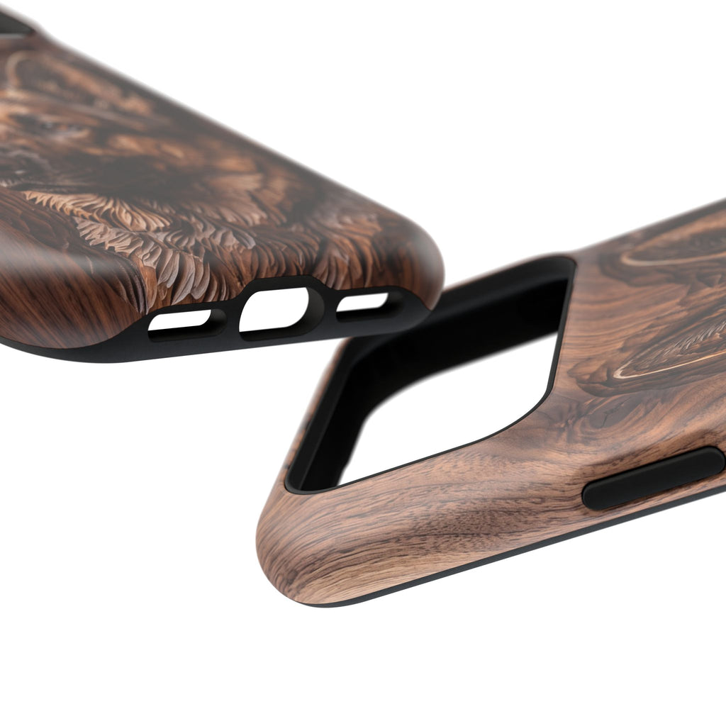 German Shepherd Phone Case | Carved Walnut Art — Tough Magnetic Case with Wireless Charging
