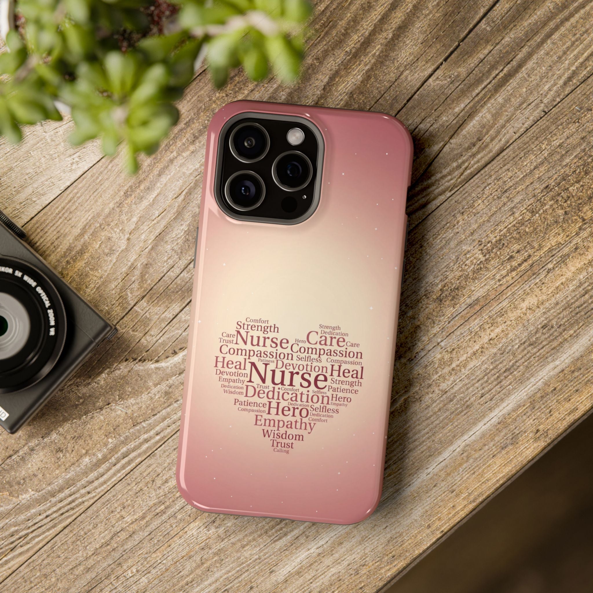 Nurse Heart Word Art Phone Case — Impact-Resistant Wireless Charging Cover