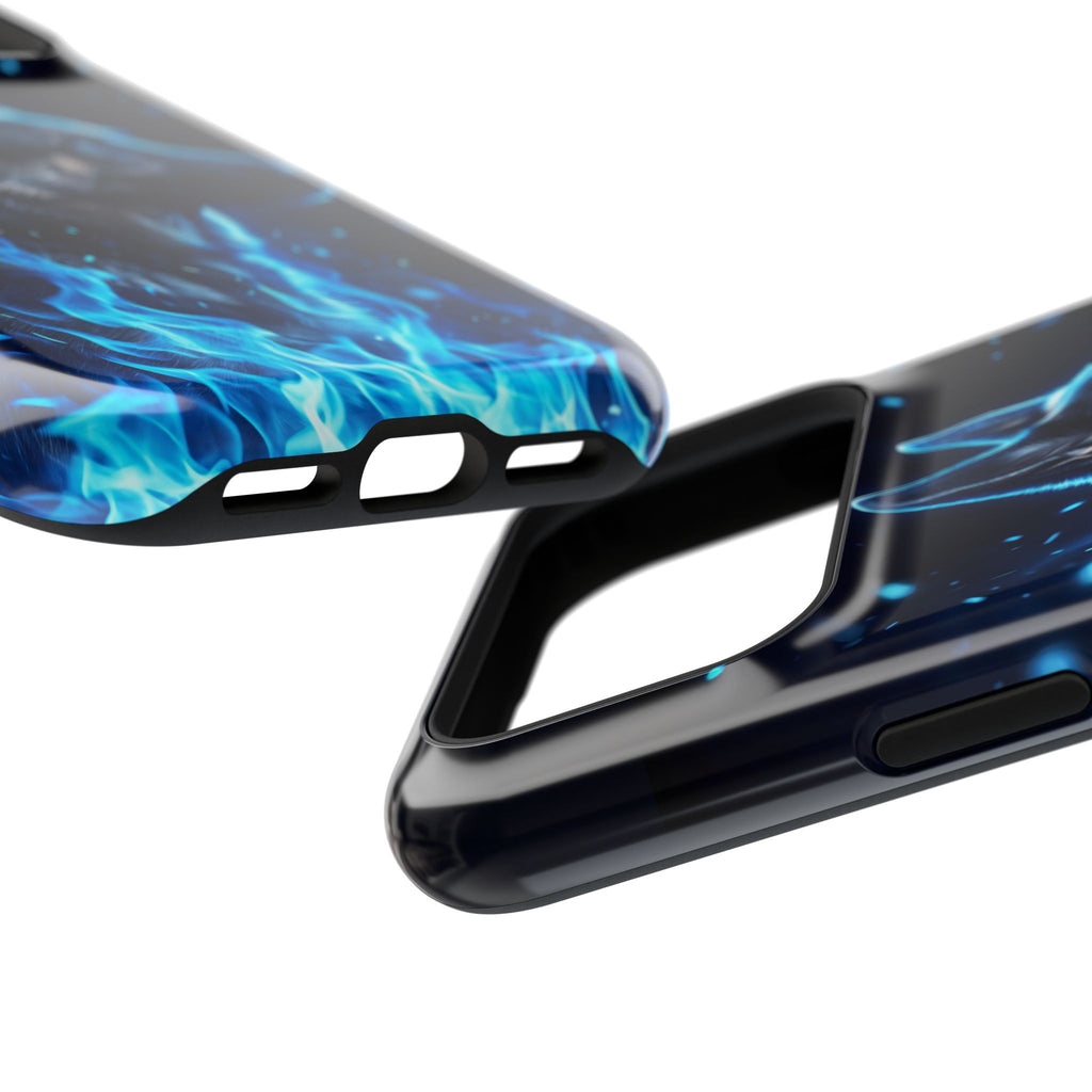 German Shepherd Phone Case | Blue Flame Art — Tough Magnetic Case with Wireless Charging