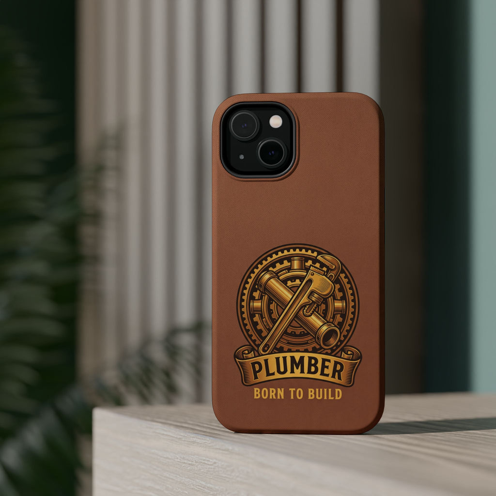 Plumber Born to Build Phone Case — Badge Wireless Charging Cover