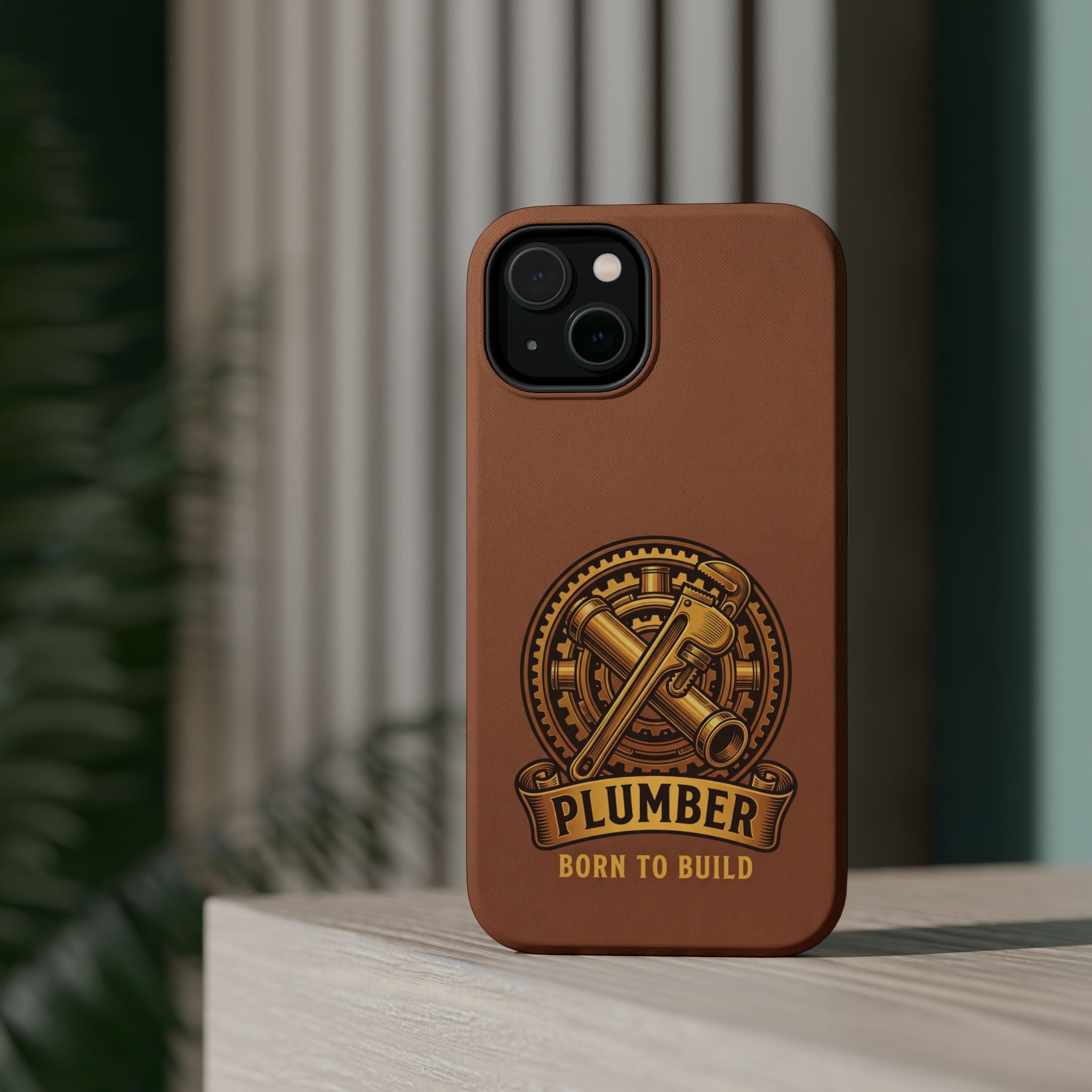 Plumber Born to Build Phone Case — Badge Wireless Charging Cover