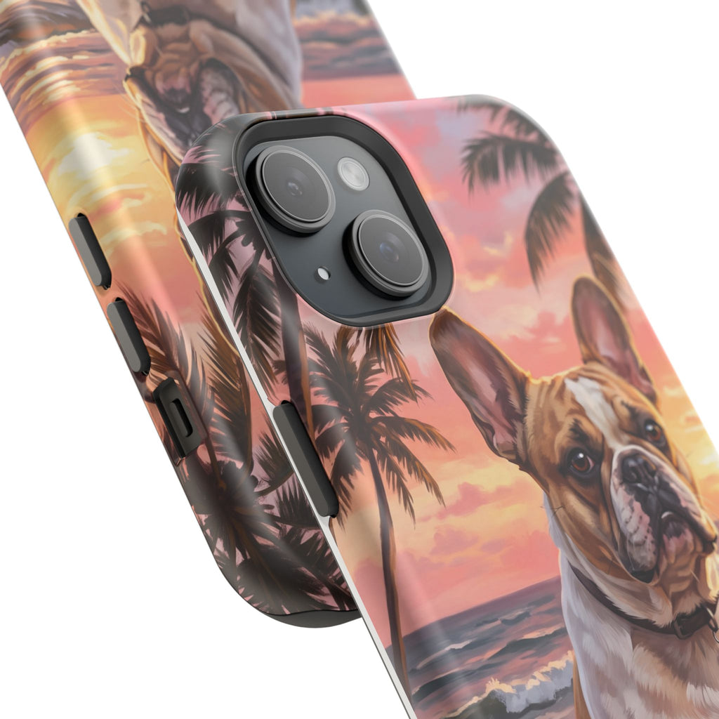 Personalized French Bulldog Beach Portrait Phone Case — Wireless Charging Cover