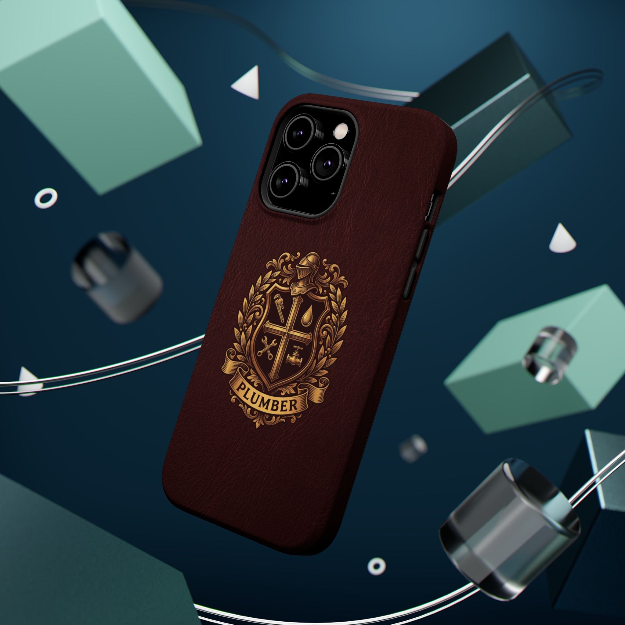 Plumber Crest Phone Case — Heraldic Shield Design Wireless Charging Cover