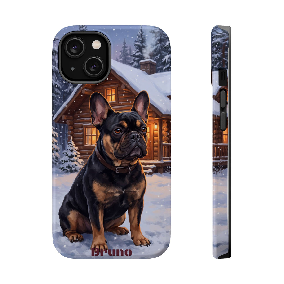 Personalized French Bulldog Cozy Cabin Phone Case — Wireless Charging Cover