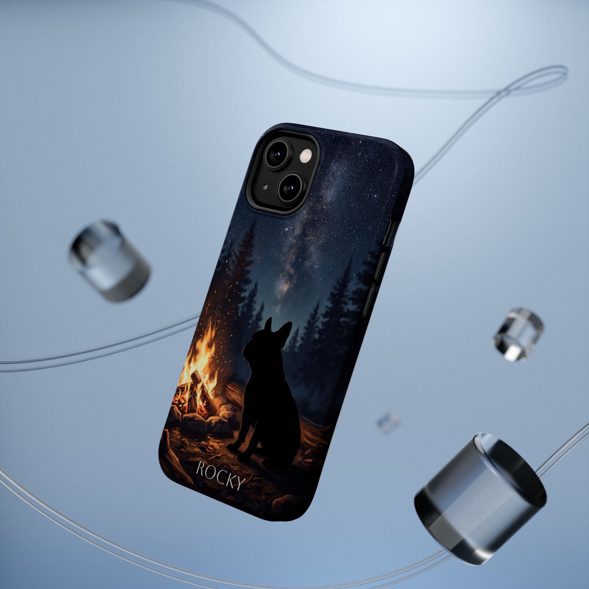 Personalized French Bulldog Campfire Phone Case — Wireless Charging Cover