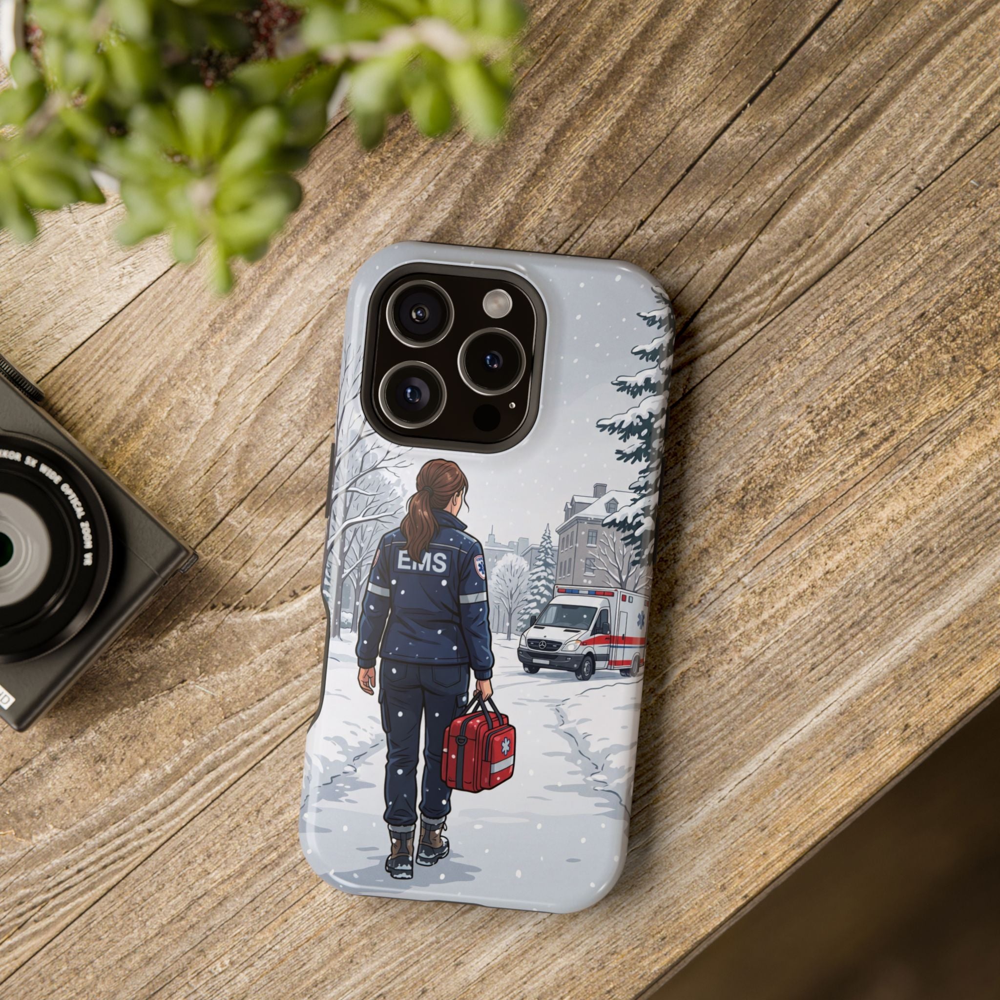 Paramedic/EMT Winter Phone Case — Magnetic Wireless Charging Cover