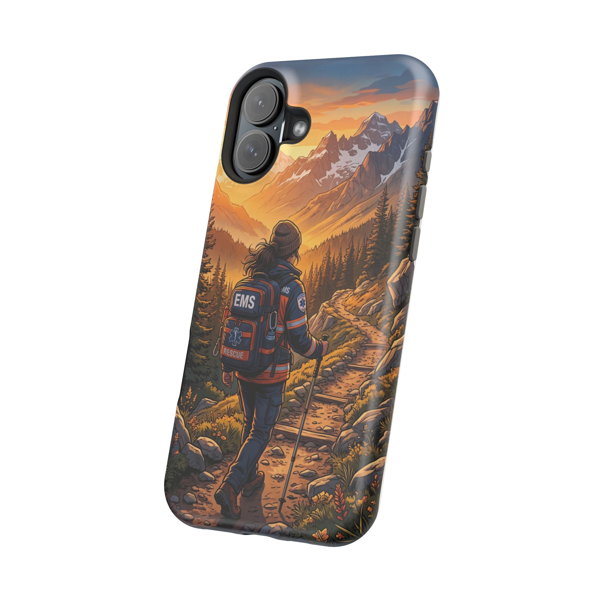 Paramedic/EMT Mountain Phone Case — Magnetic Wireless Charging Cover
