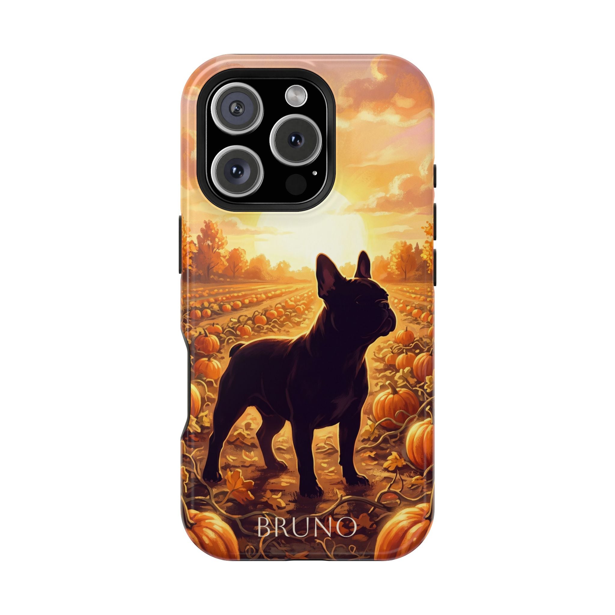 Personalized French Bulldog Pumpkin Patch Phone Case — Wireless Charging Cover