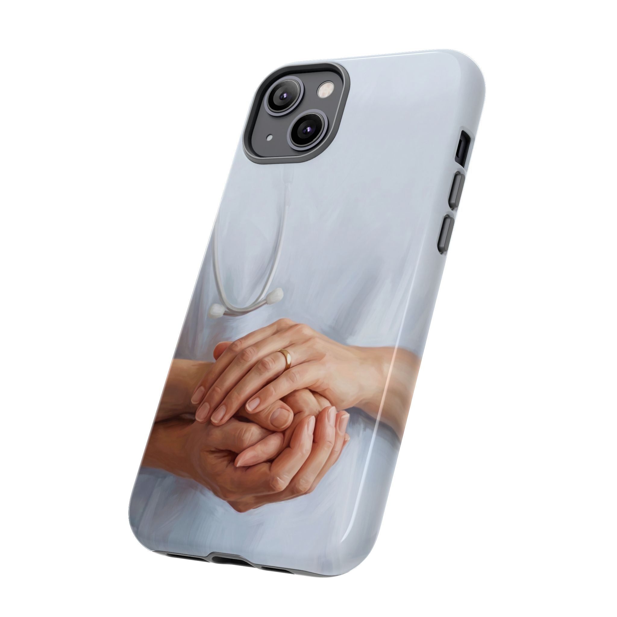 Nurse's Comforting Hands Phone Case | Caring Hands & Stethoscope Illustration | iPhone & Samsung