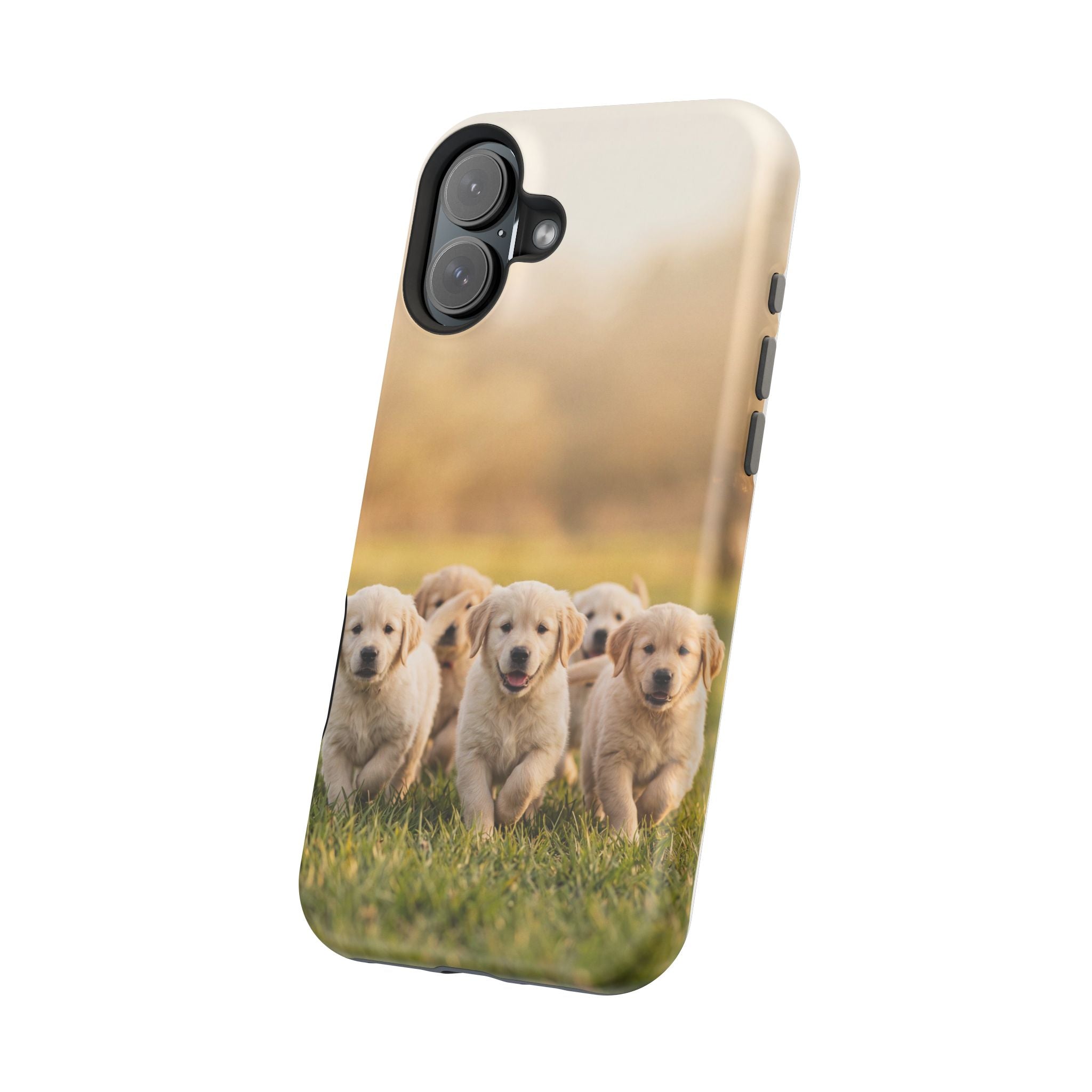 Golden Retriever Puppies Phone Case — Impact-Resistant Wireless Charging Cover