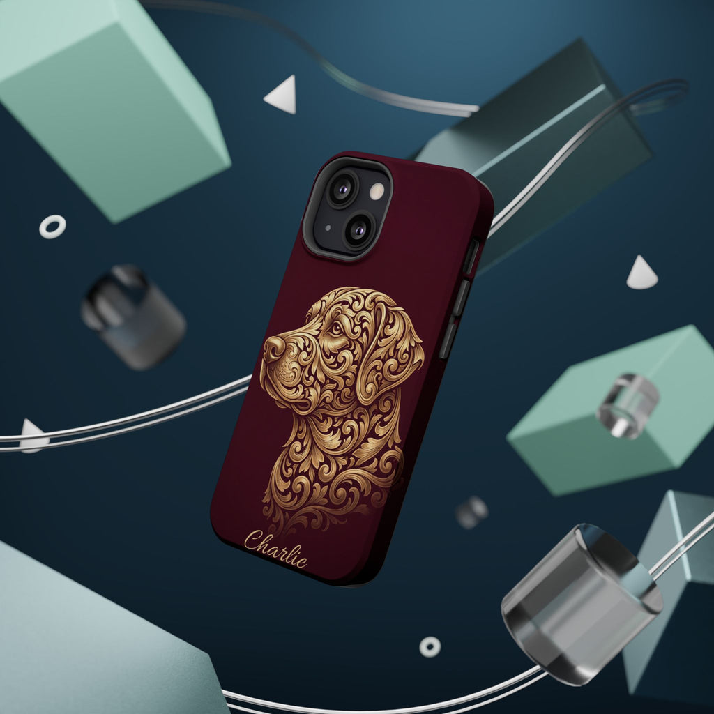 Personalized Gold Filigree Labrador Phone Case — Tough Magnetic Case with Wireless Charging