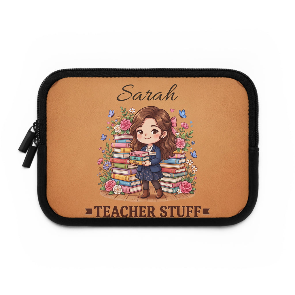 Personalized Teacher Laptop Sleeve | Custom Name Gift | Leather-Look Book Lover Case | Teacher Appreciation Gift