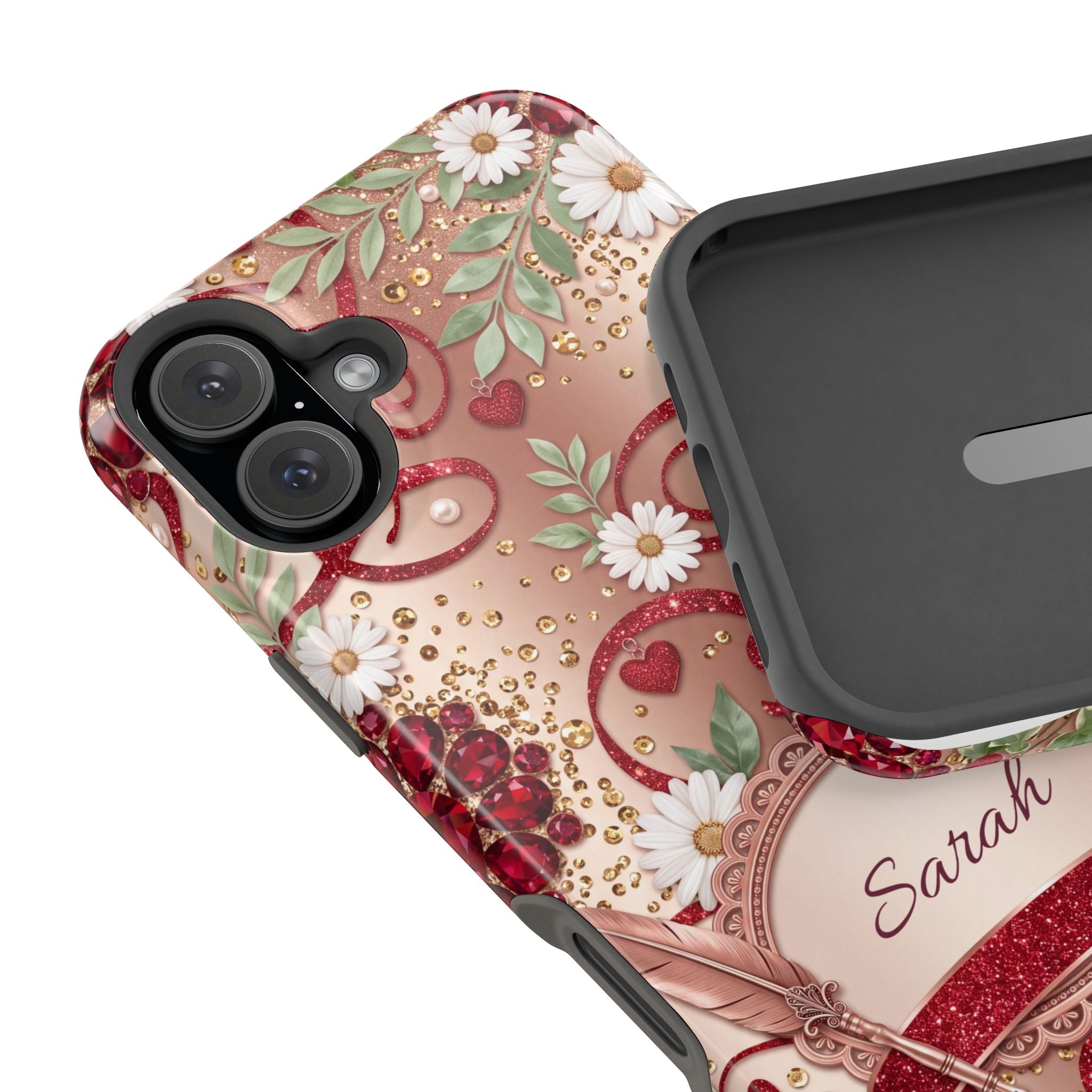 Personalized Vintage Floral Teacher Phone Case — Wireless Charging Cover