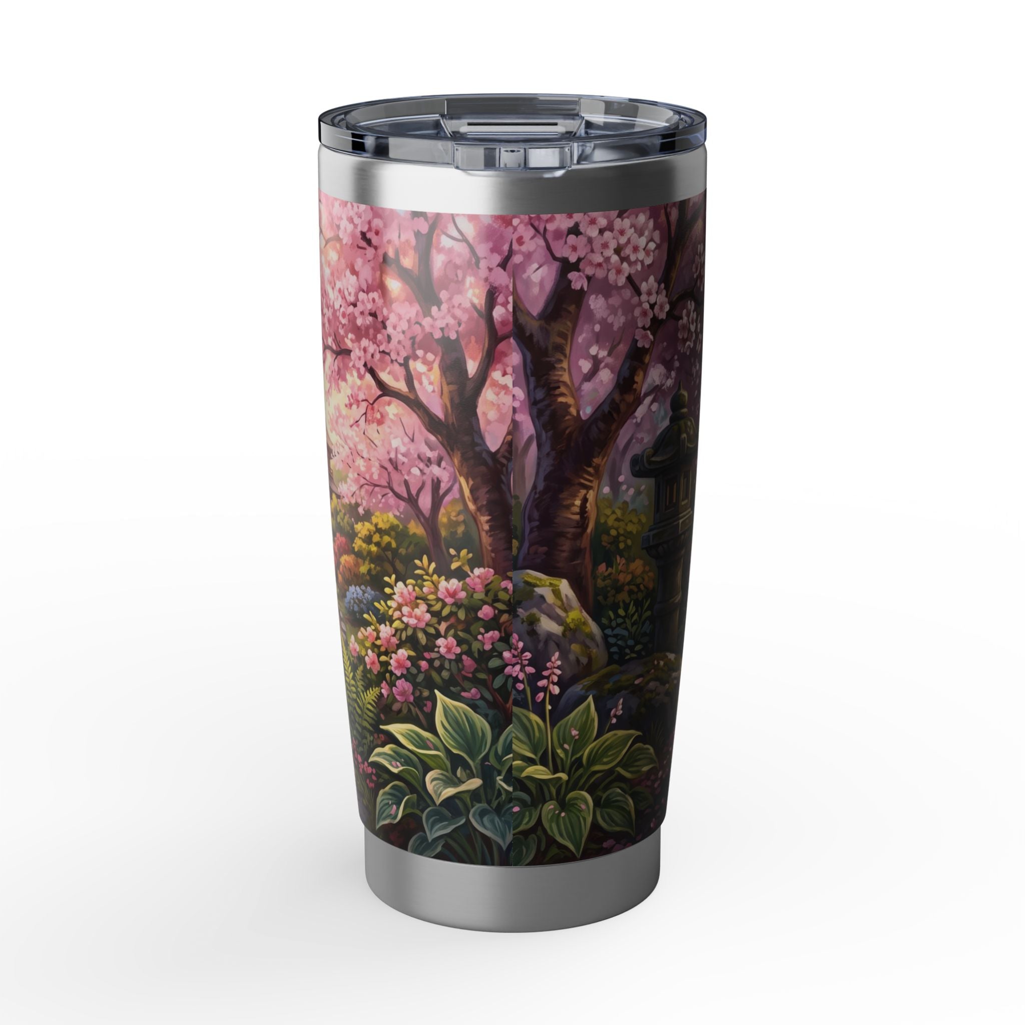 Personalized Frenchie Tumbler – French Bulldog Cherry Blossom Travel Mug, Custom Name Gift