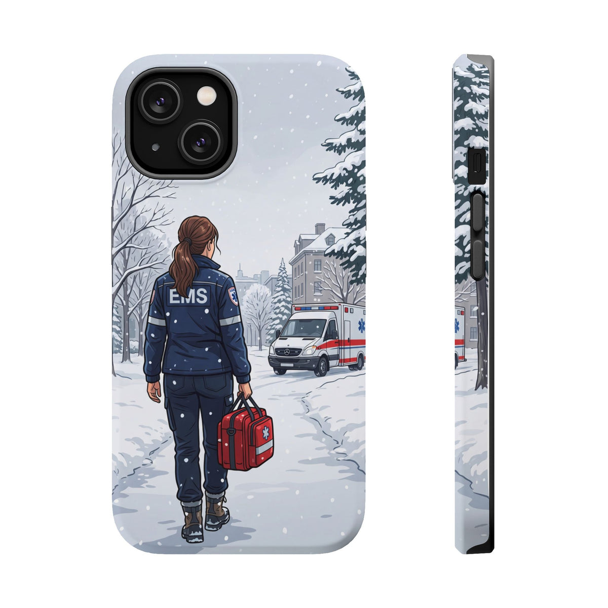 Paramedic/EMT Winter Phone Case — Magnetic Wireless Charging Cover