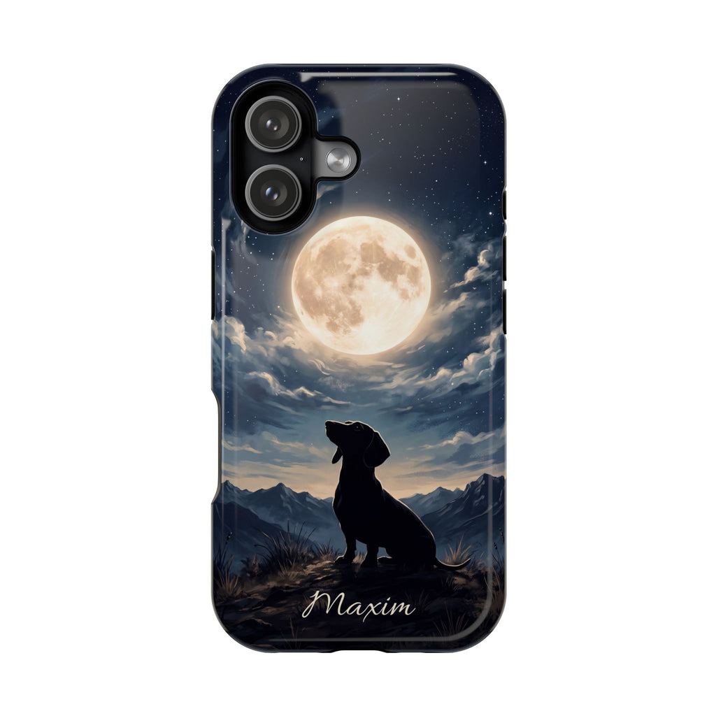 Personalized Dachshund Moonlight Phone Case — Wireless Charging Cover