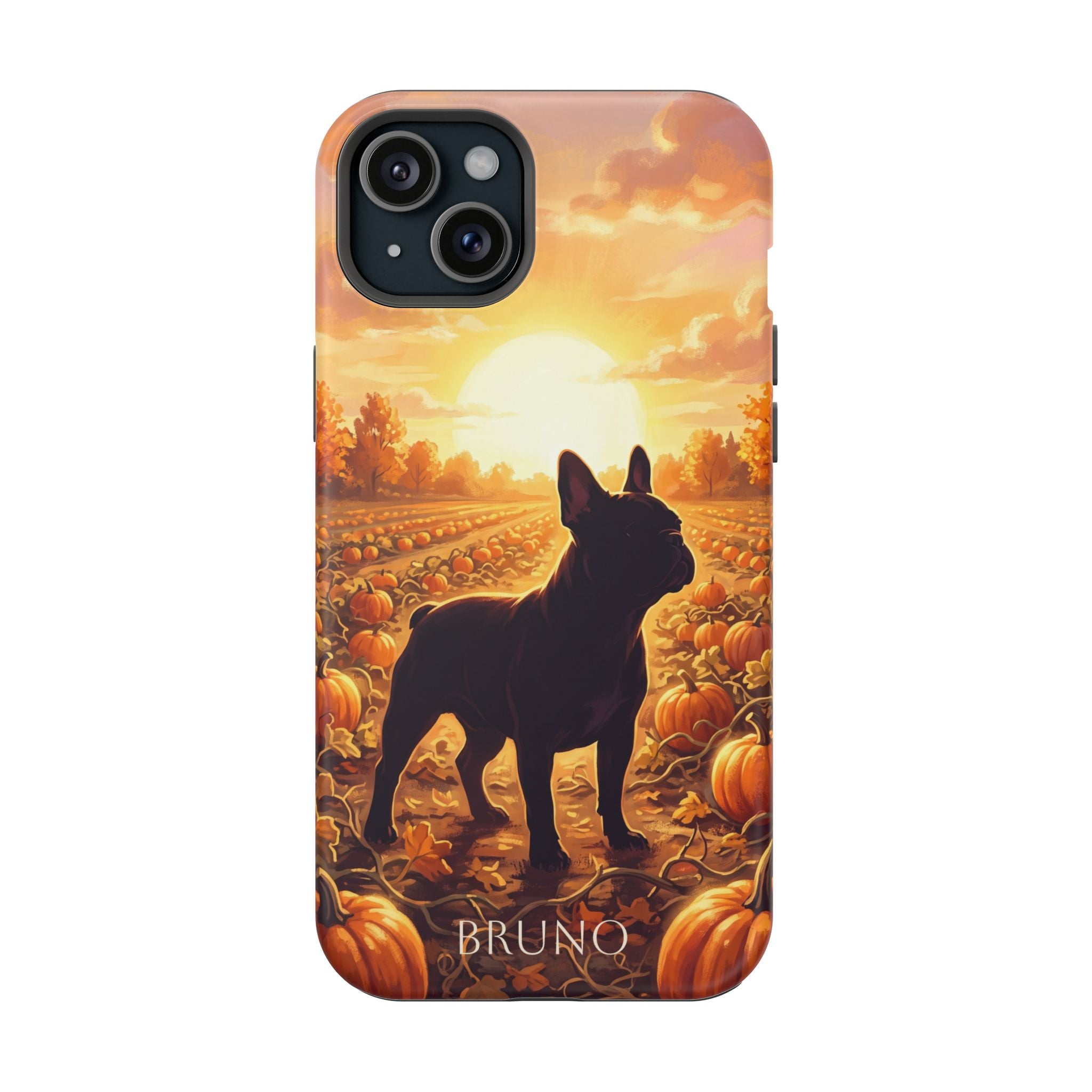 Personalized French Bulldog Pumpkin Patch Phone Case — Wireless Charging Cover