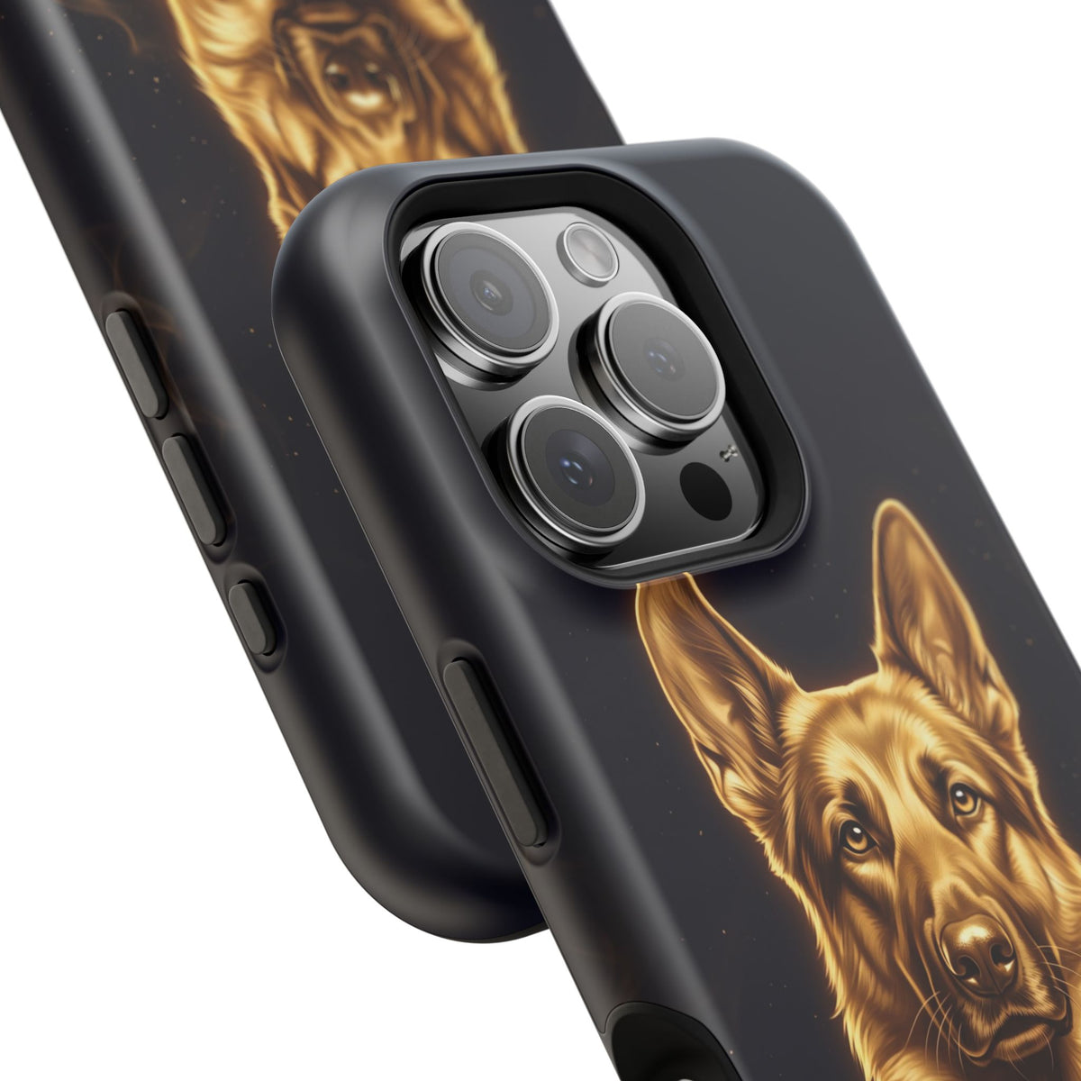 German Shepherd Phone Case | Personalized Gold Glow Art — Tough Magnetic Case with Wireless Charging