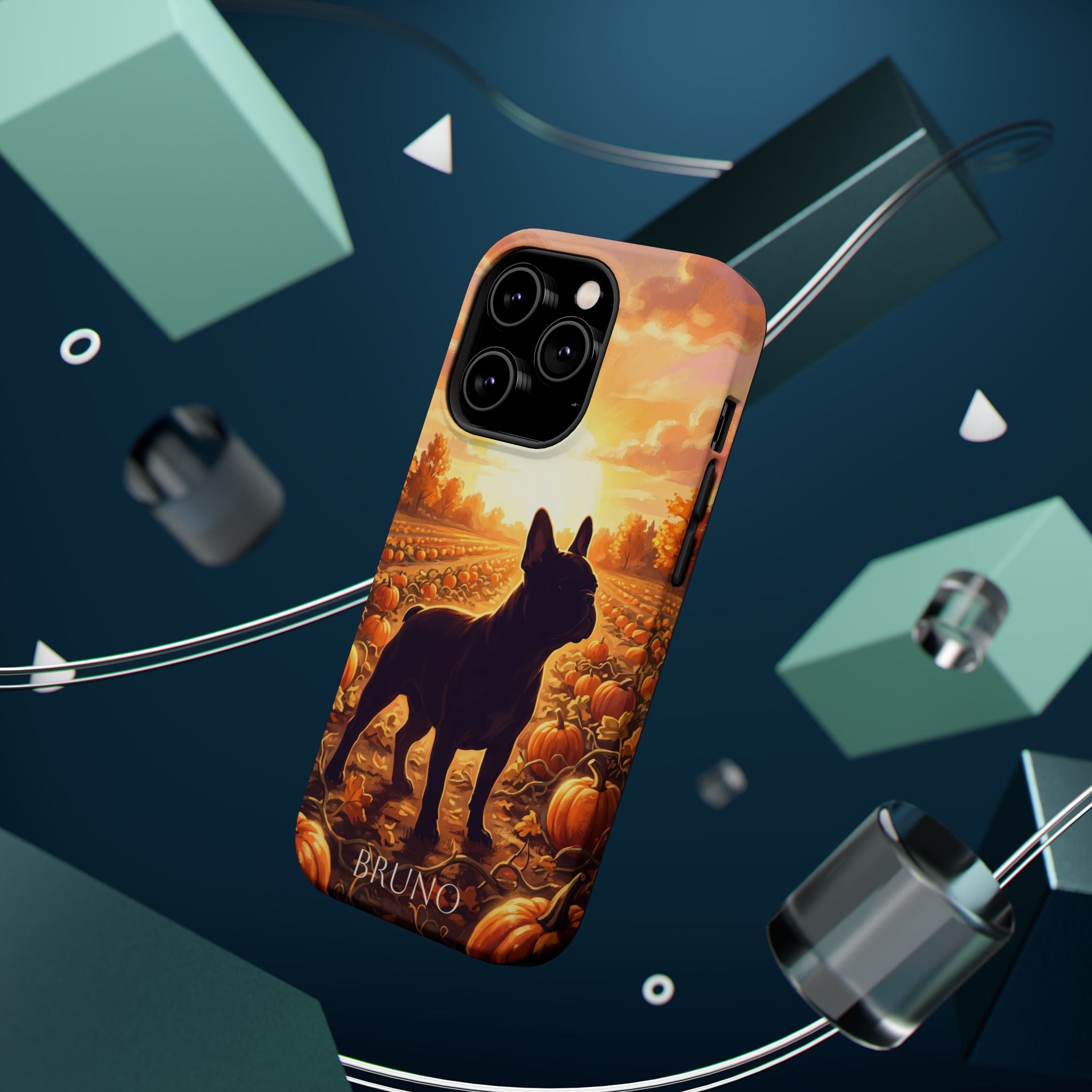 Personalized French Bulldog Pumpkin Patch Phone Case — Wireless Charging Cover