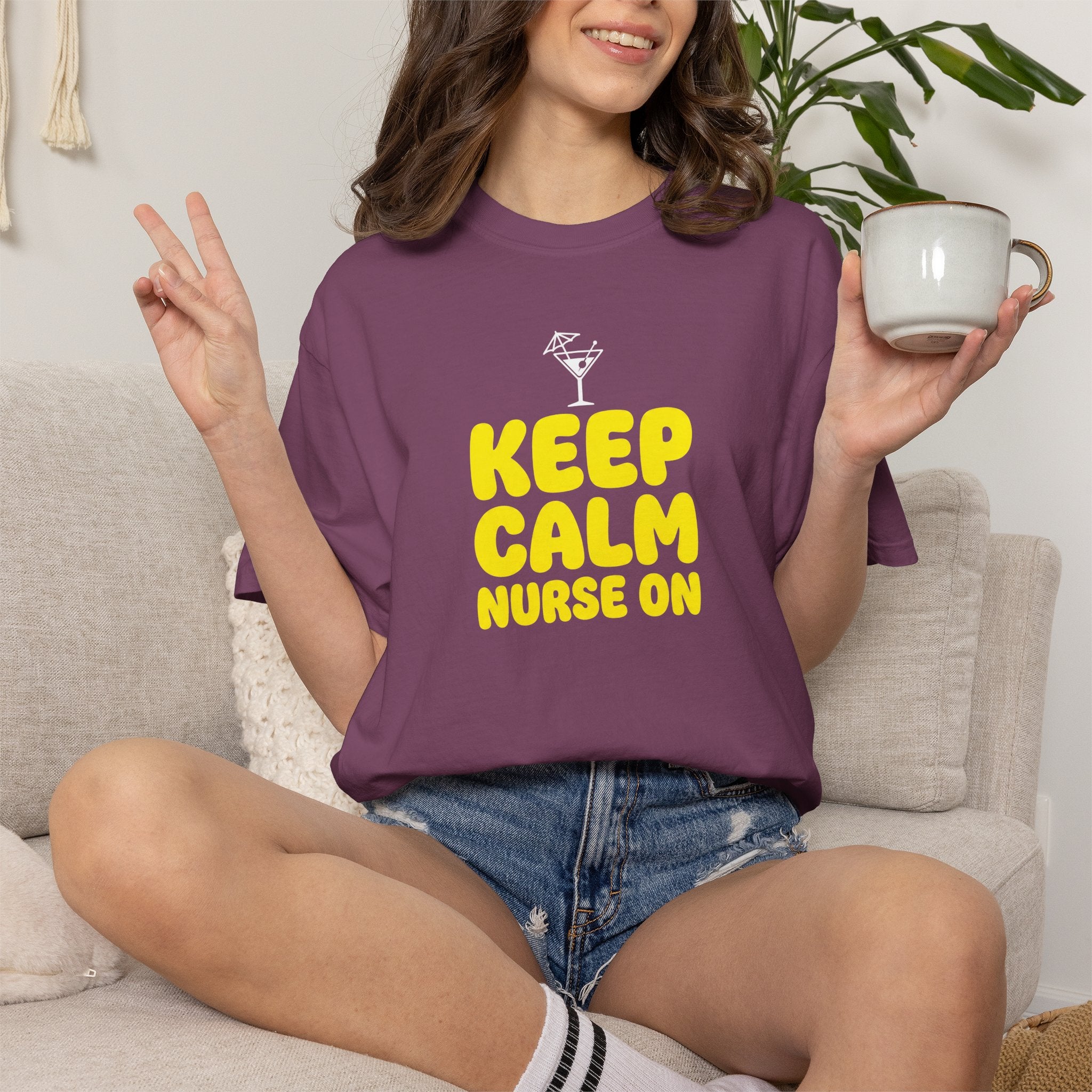Nurse T-Shirt - "Keep Calm Nurse On" Funny Nursing Quote Unisex Tee, Nurse Appreciation Gift
