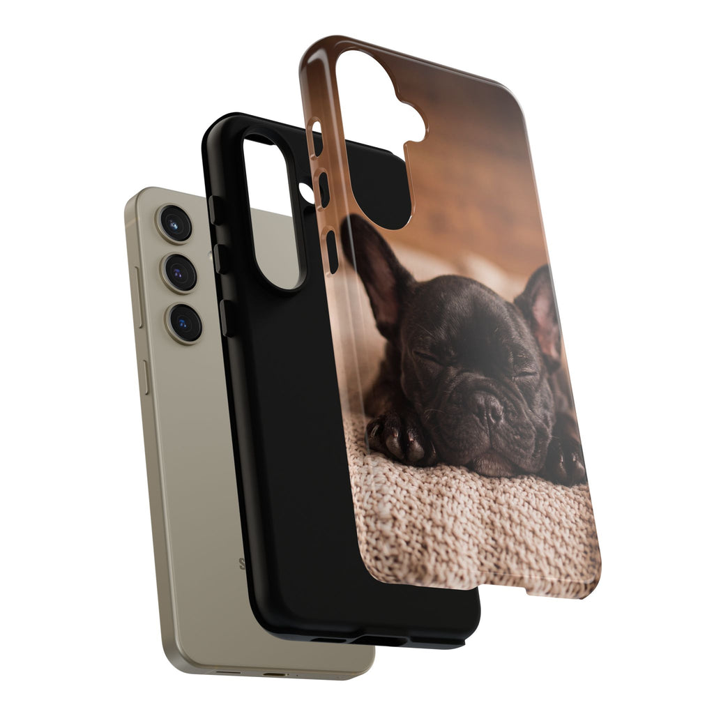 Sleeping French Bulldog Phone Case | Cozy Frenchie Resting on Blanket | iPhone & Samsung