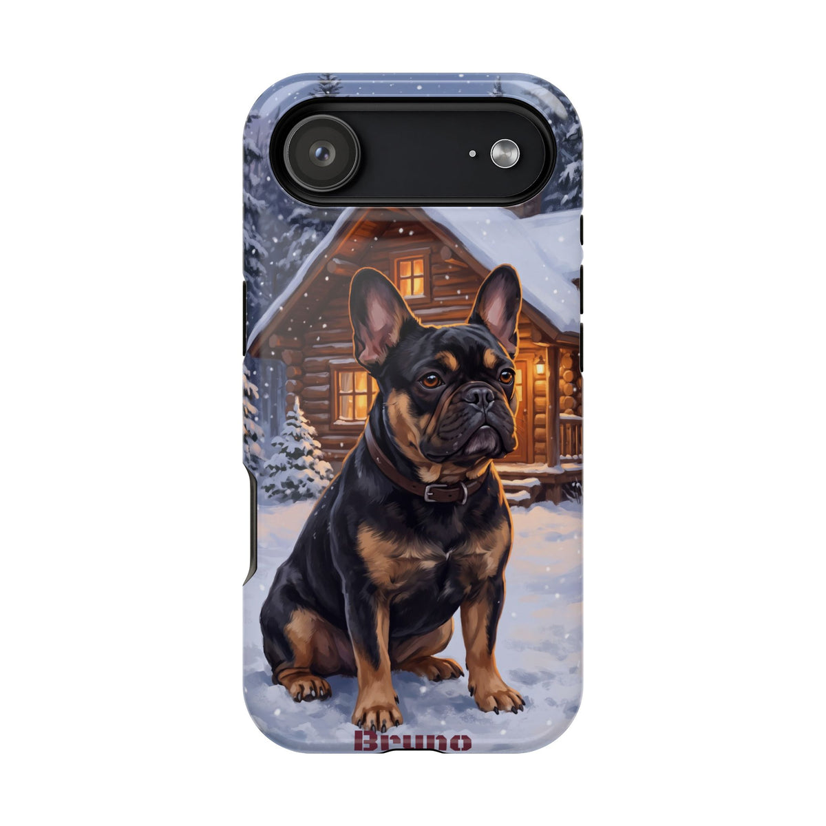 Personalized French Bulldog Cozy Cabin Phone Case — Wireless Charging Cover