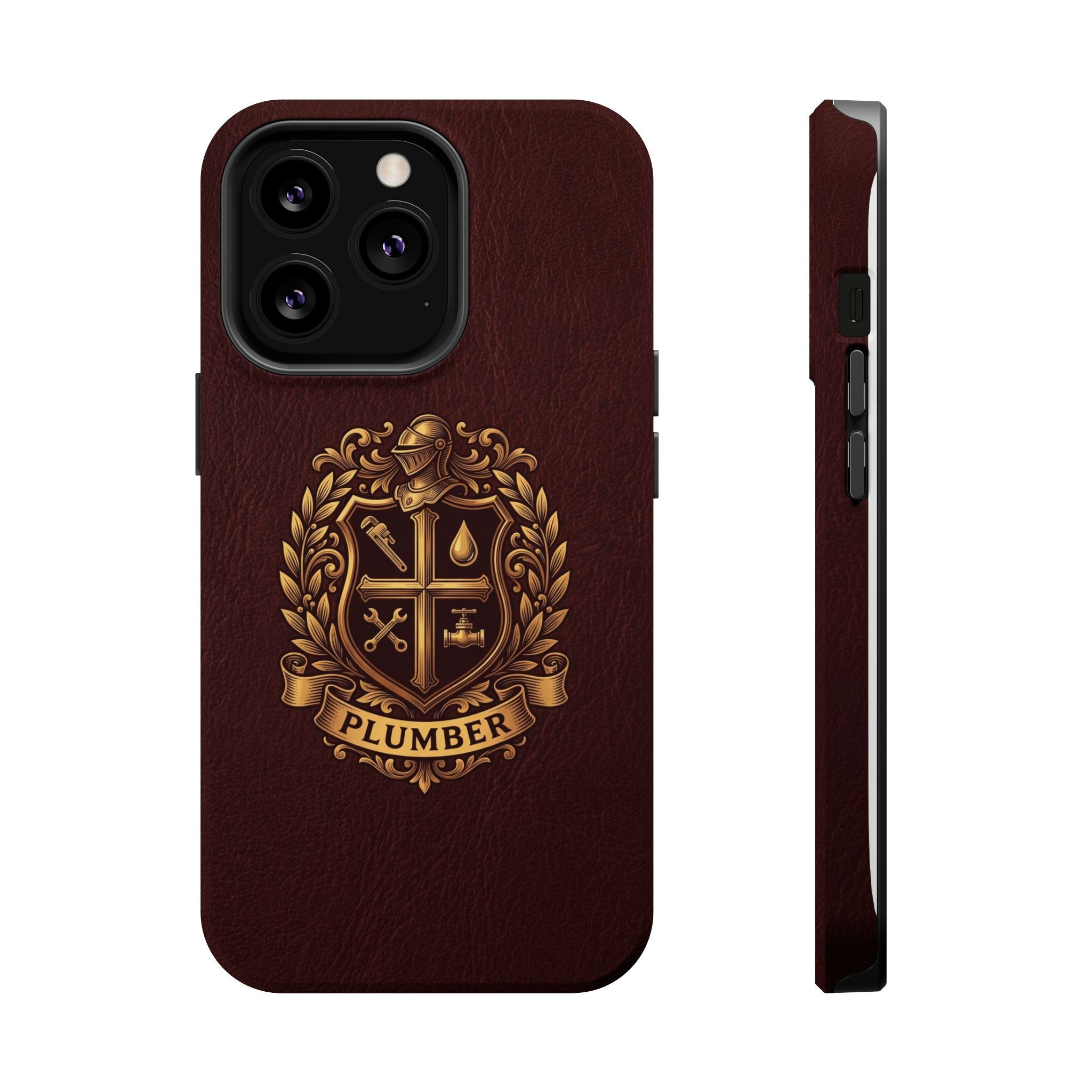 Plumber Crest Phone Case — Heraldic Shield Design Wireless Charging Cover