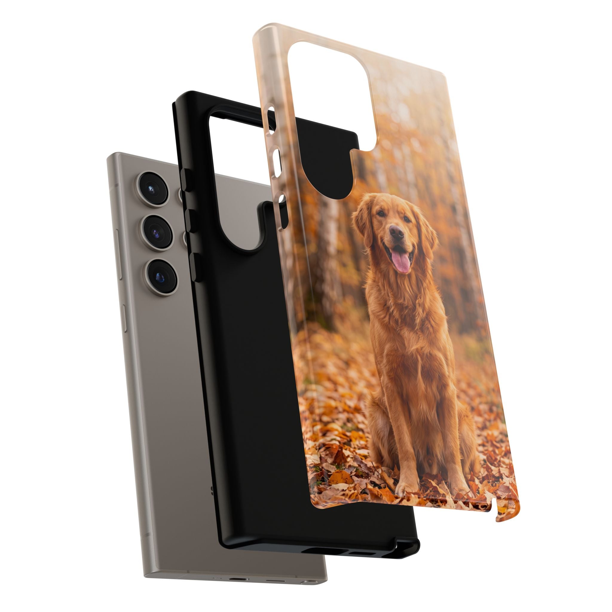 Golden Retriever Autumn Forest Phone Case | Happy Dog in Fall Foliage | Samsung & iPhone