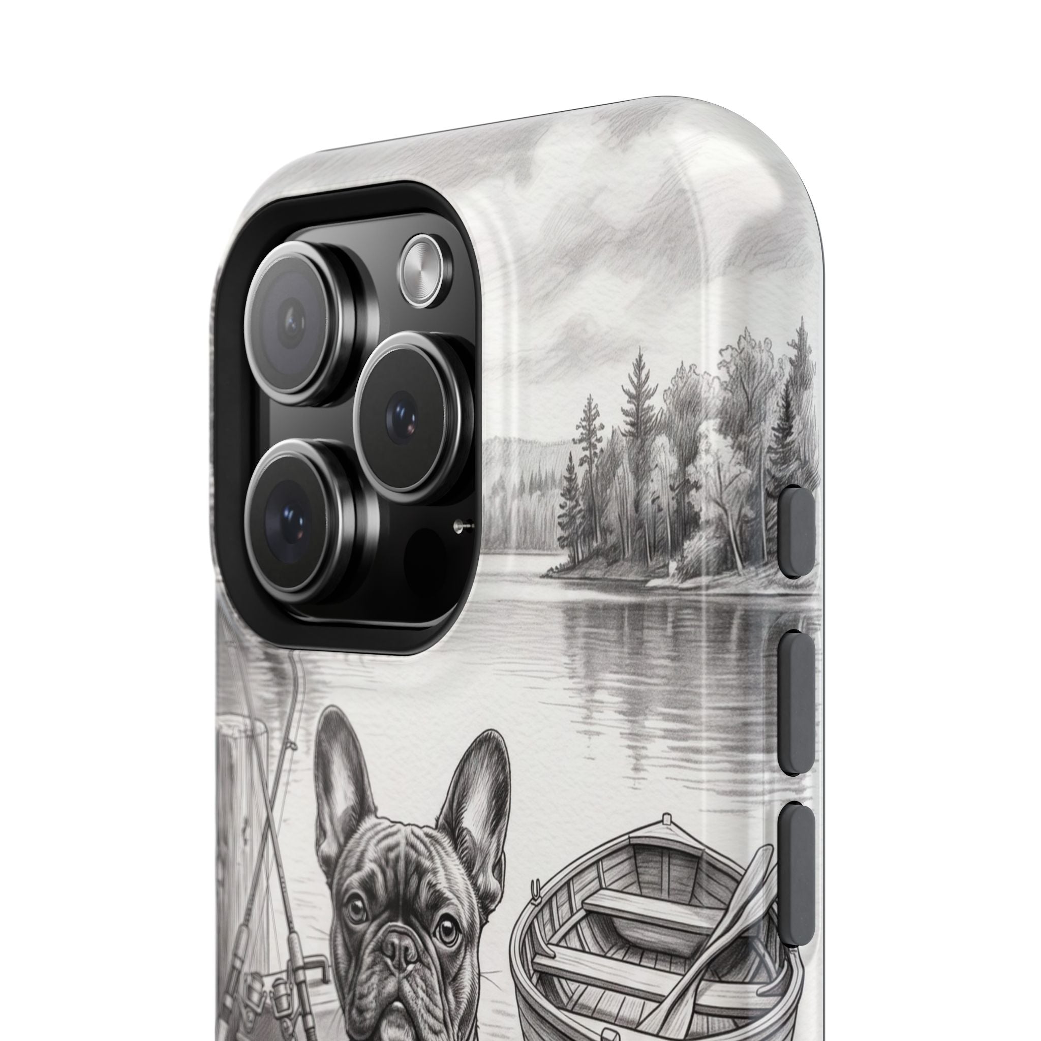 Personalized French Bulldog Lakeside Dock Phone Case — Wireless Charging Cover