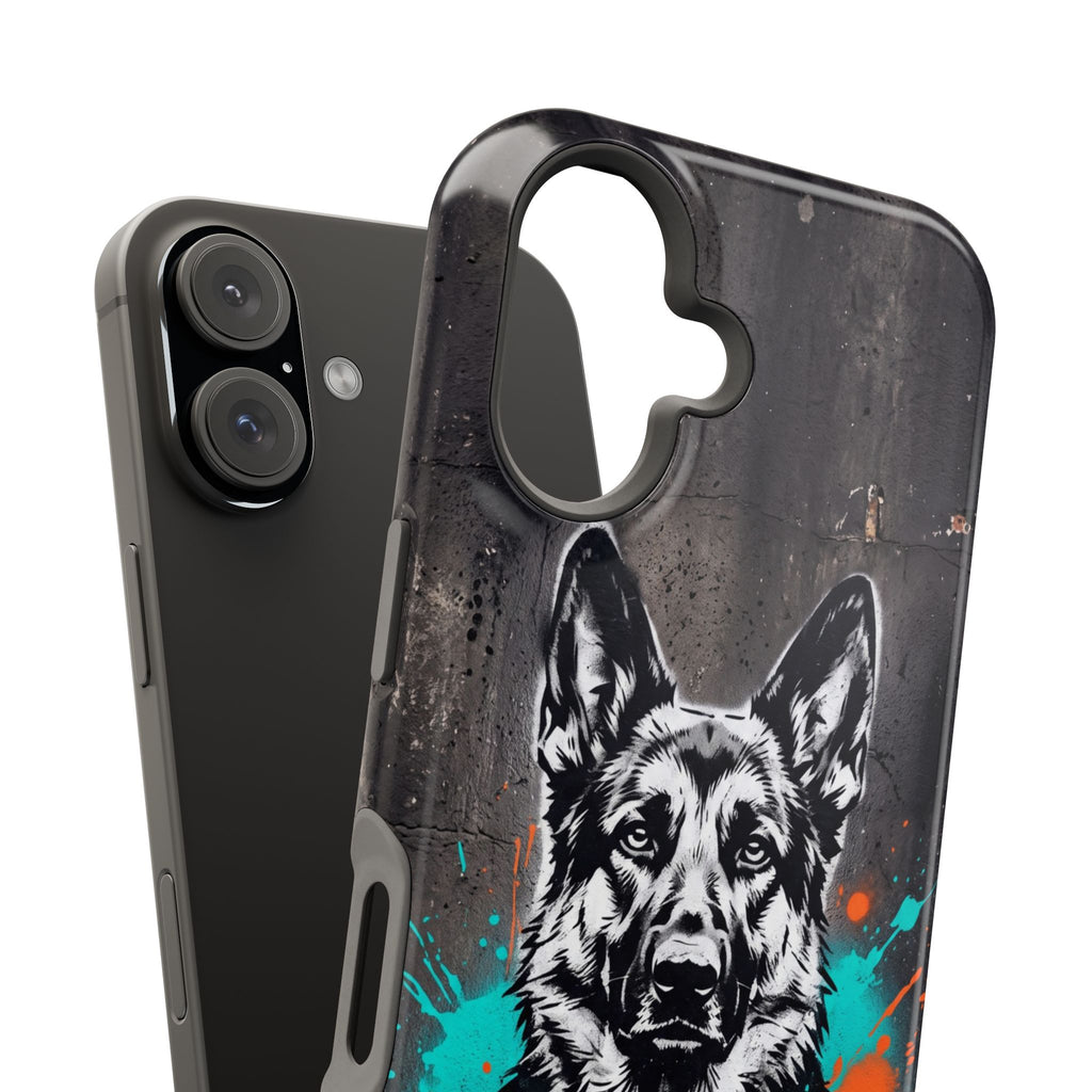 German Shepherd Phone Case | Graffiti Street Art — Tough Magnetic Case with Wireless Charging