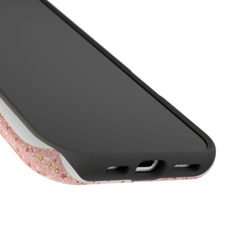 Blush Glitter Butterfly Personalized Teacher Phone Case — Wireless Charging Cover