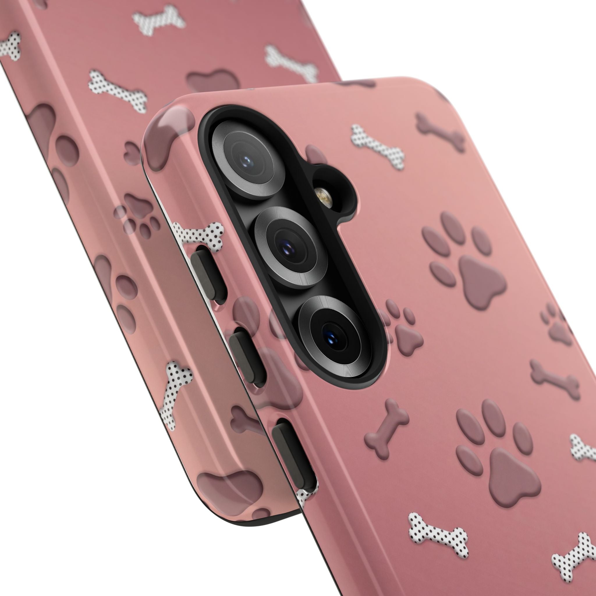 iPhone & Samsung Phone Case | Paw Print & Bone  | Dusty Rose Pattern Case for Frenchie Lovers