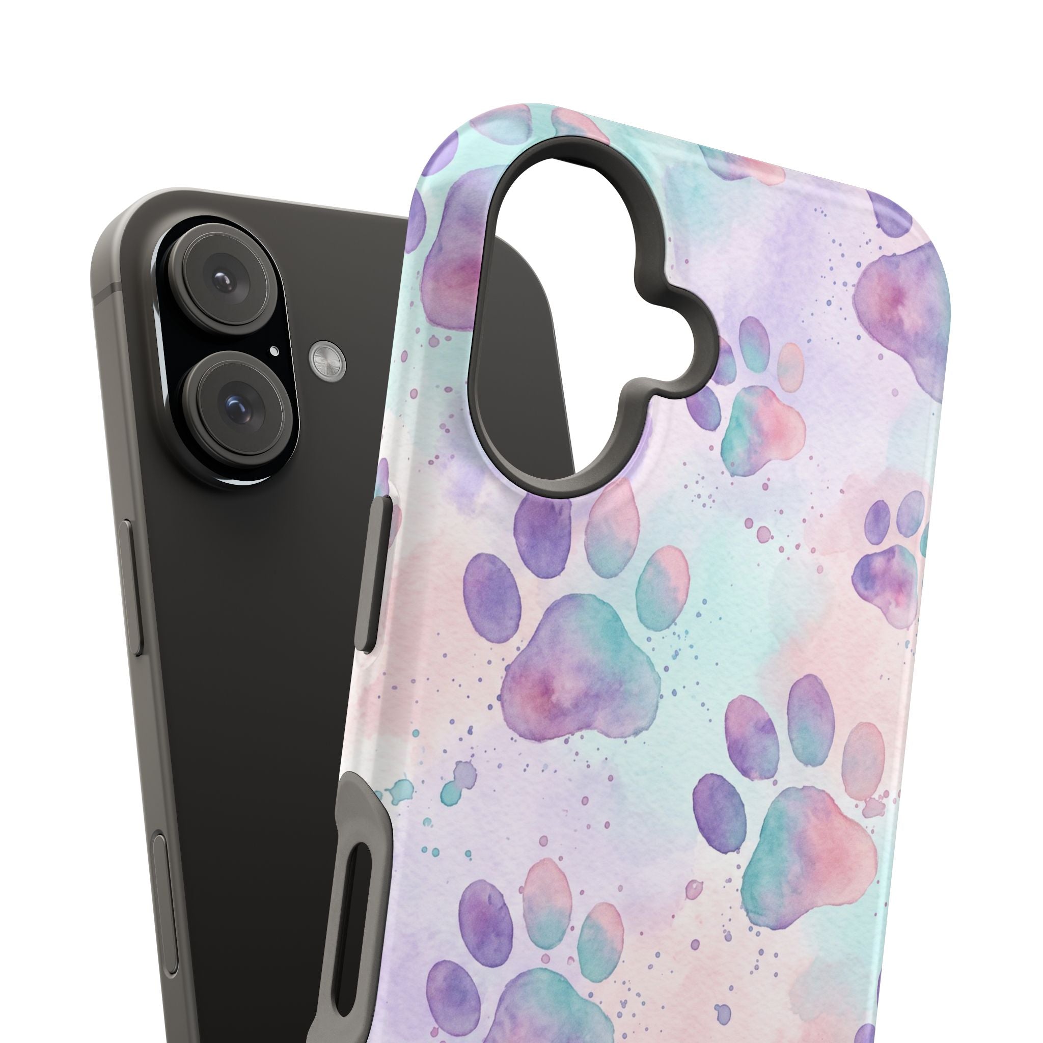 Watercolor Paw Print Phone Case — Impact-Resistant Wireless Charging Cover