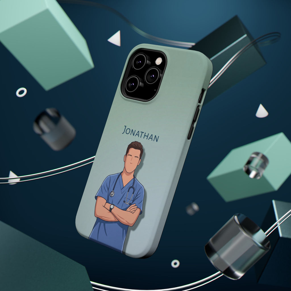 Personalized Nurse Portrait Phone Case — Impact-Resistant Wireless Charging Cover