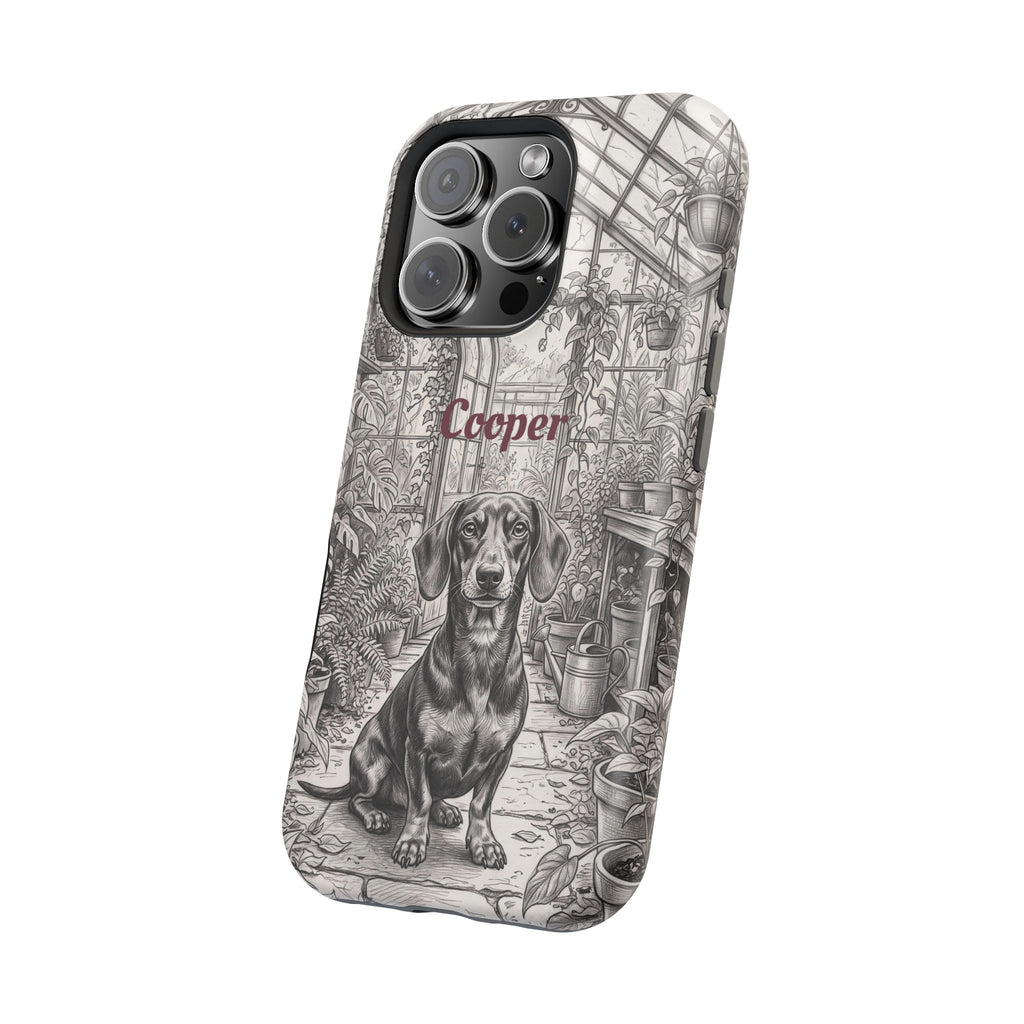 Personalized Dachshund Vintage Greenhouse Phone Case — Wireless Charging Cover