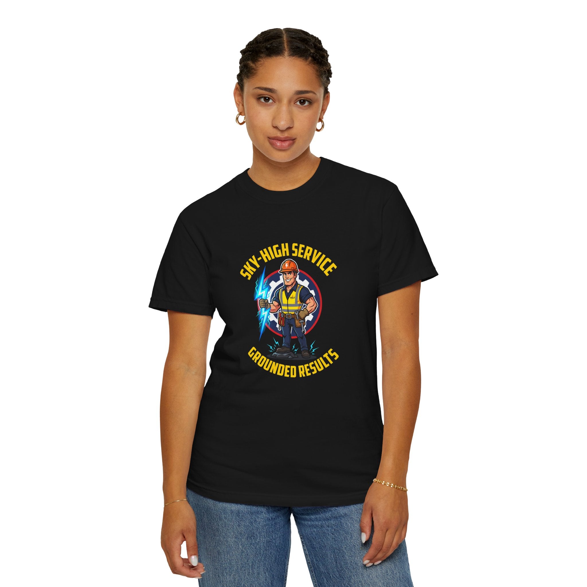 Sky-High Service Grounded Results Electrician T-Shirt