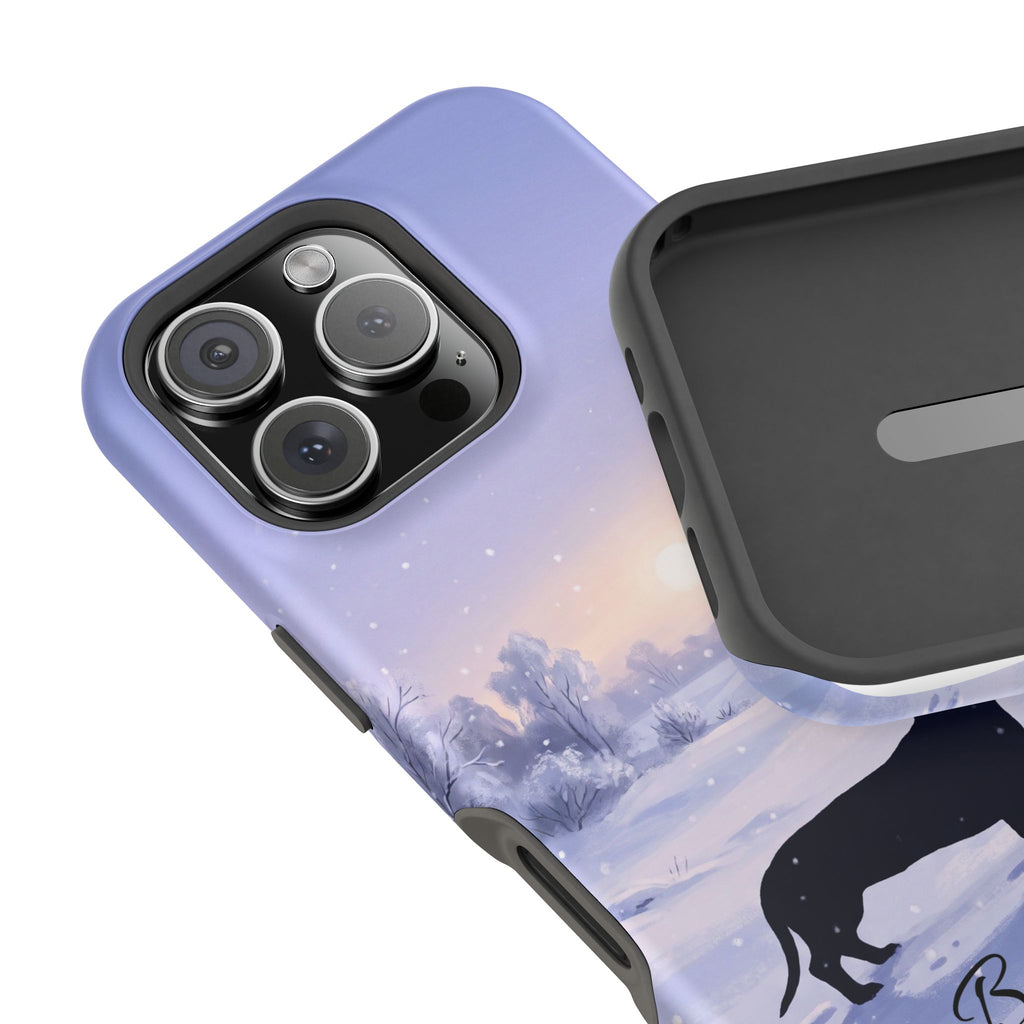 Personalized Dachshund Winter Snow Phone Case — Wireless Charging Cover
