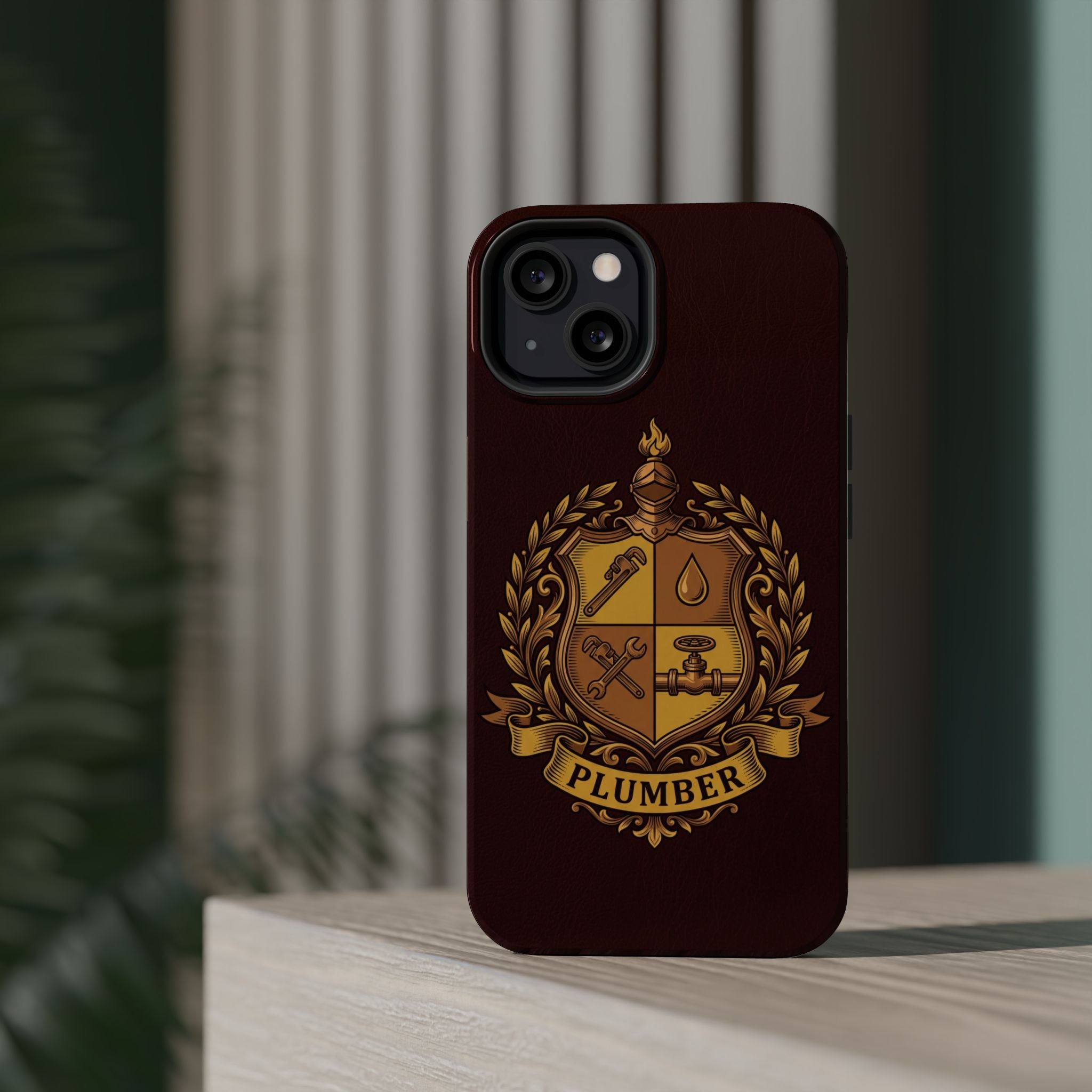 Plumber Crest Phone Case — Heraldic Shield Wireless Charging Cover