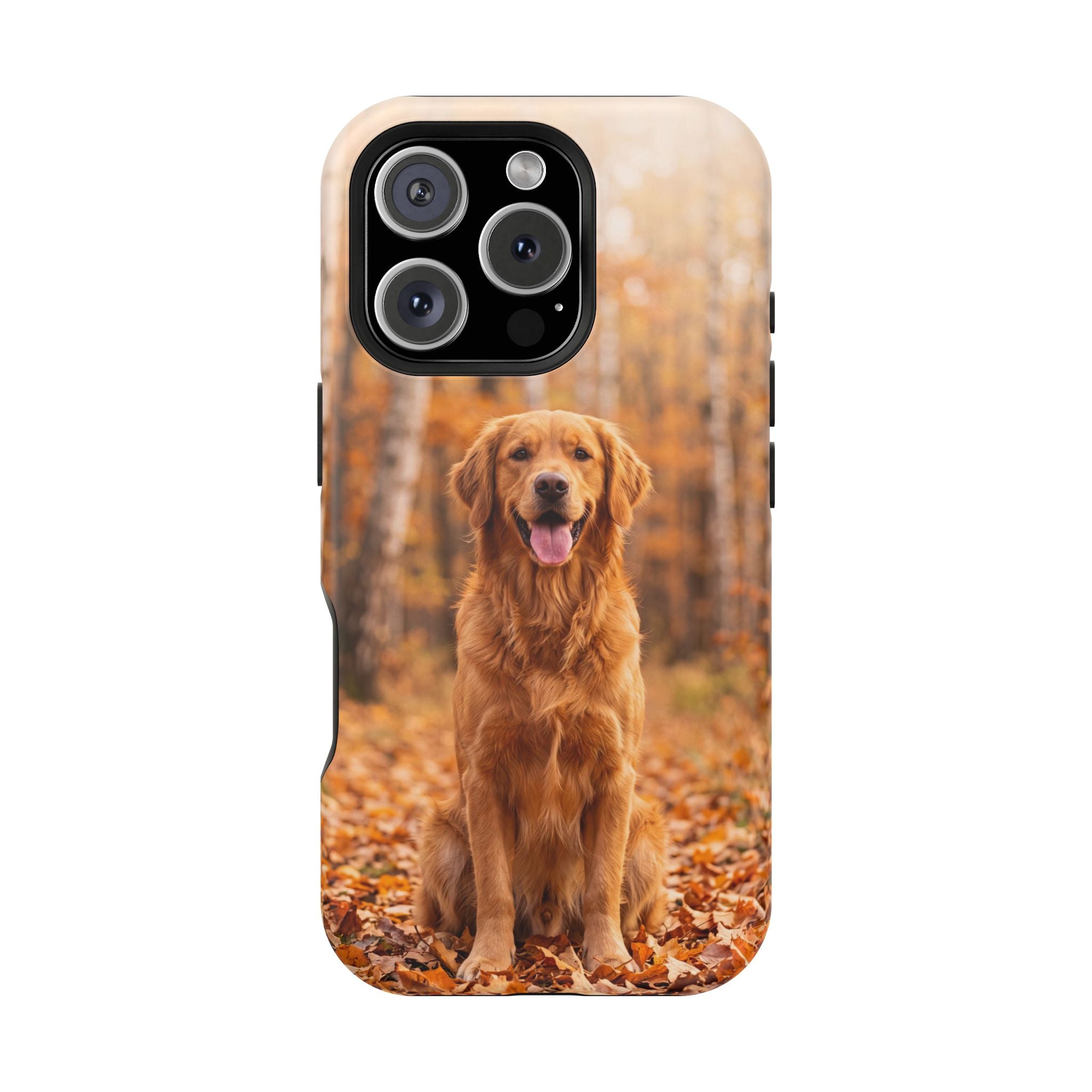 Autumn Golden Retriever Phone Case — Impact-Resistant Wireless Charging Cover