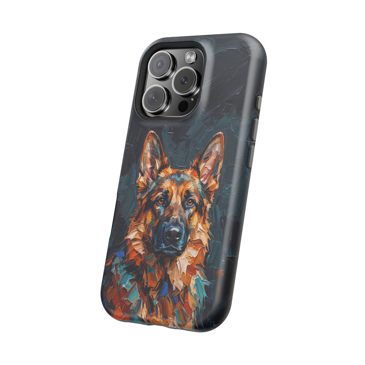 German Shepherd Phone Case | Palette Knife Painting Art — Tough Magnetic Case with Wireless Charging